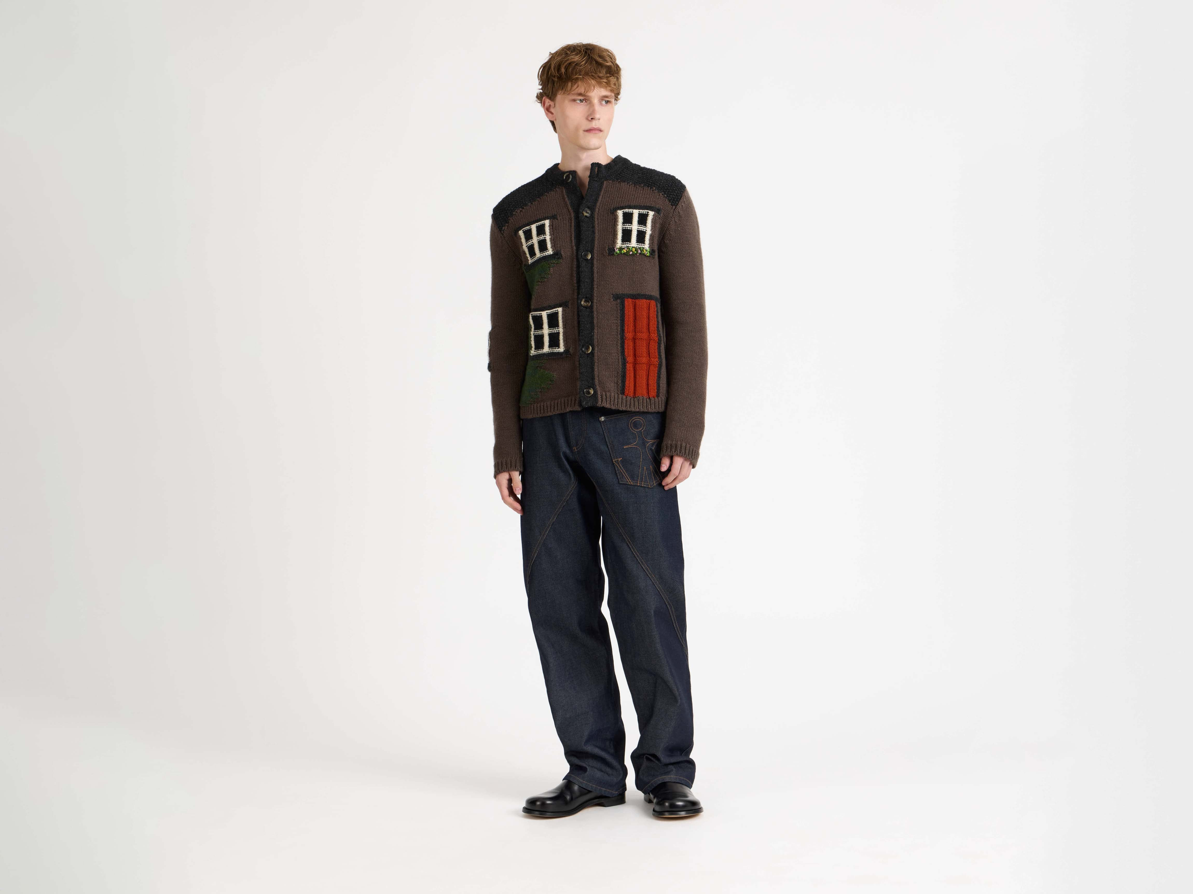 HOUSE POLO CARDIGAN IN CHESTNUT BROWN - 2