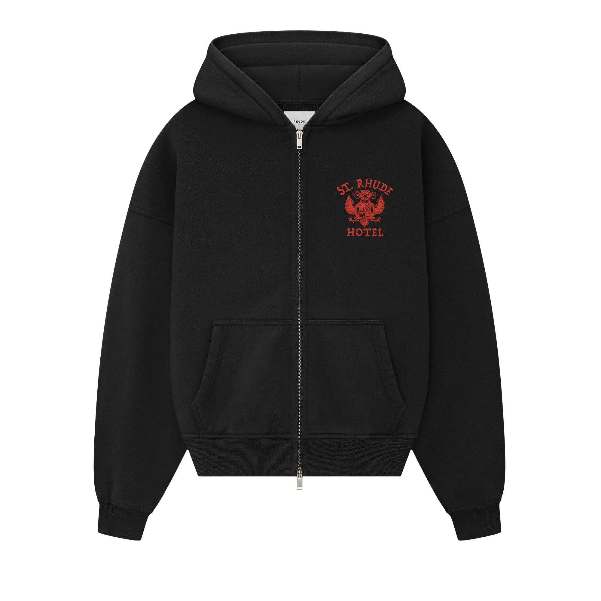 Rhude St. Rhude Seal Zip Up Hoodie 'Vintage Black/Red' - 1