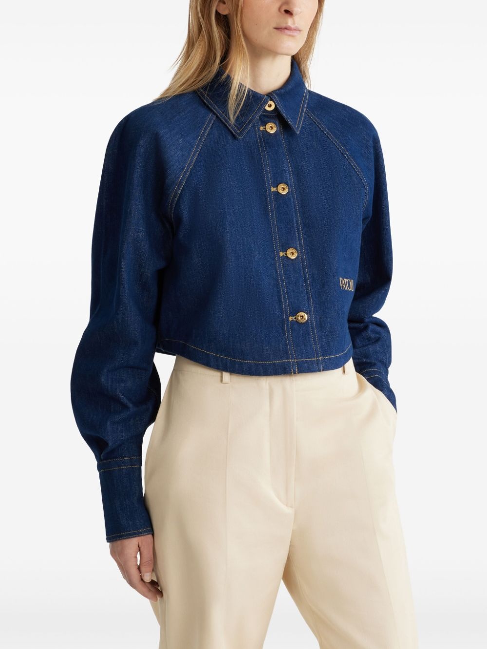 organic-cotton denim cropped shirt - 4