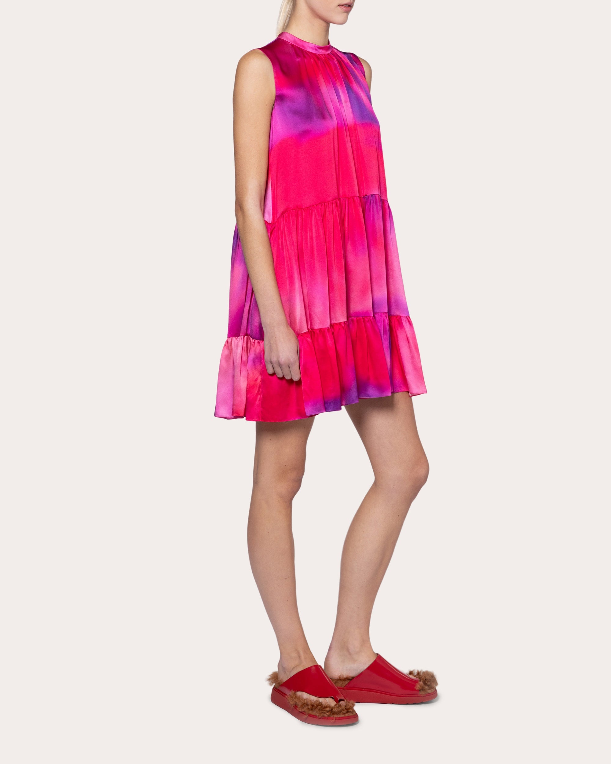 Phinia Abstract Satin Tiered Mini Dress - 3