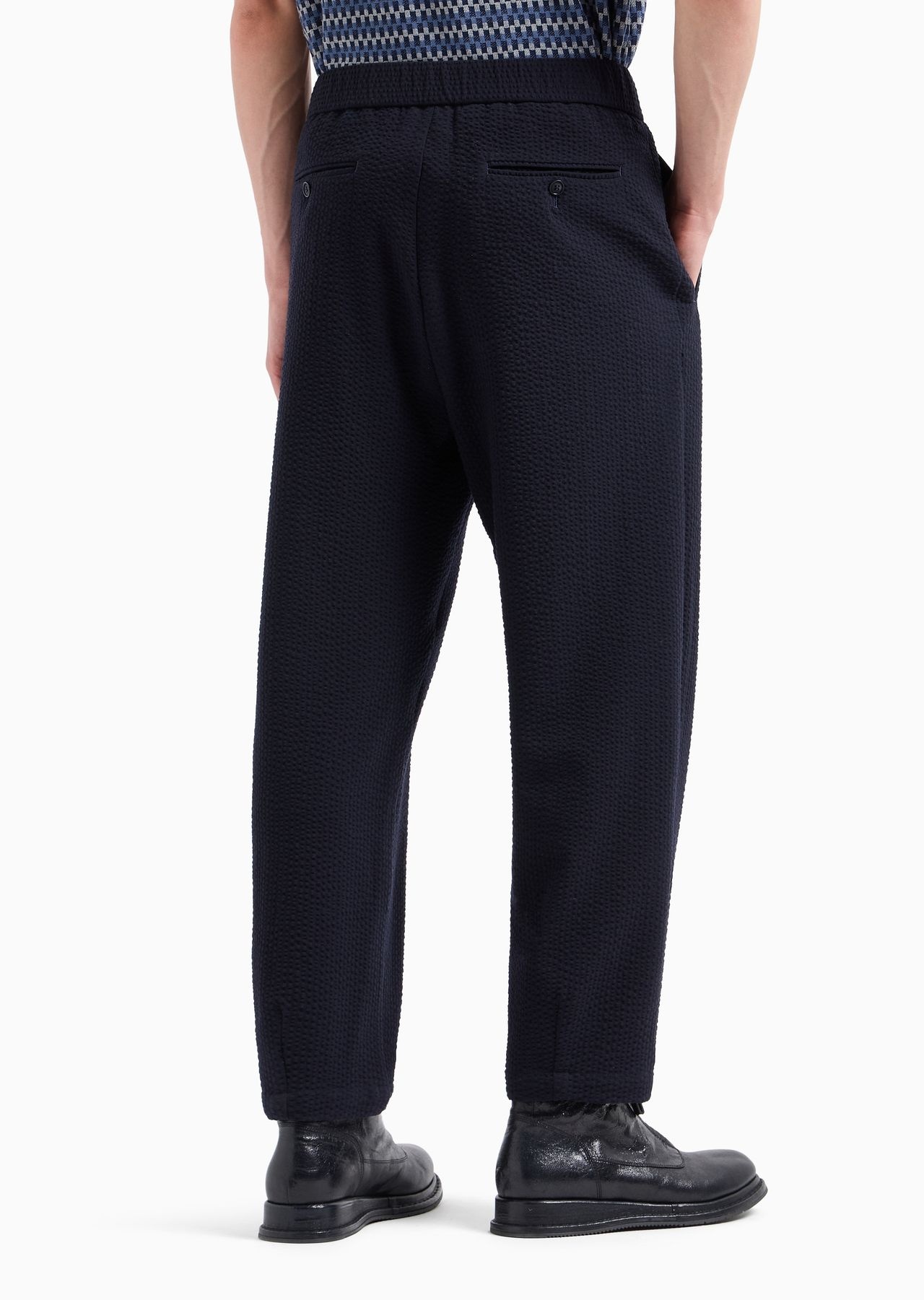 Single-pleat, virgin wool and cashmere seersucker trousers - 3