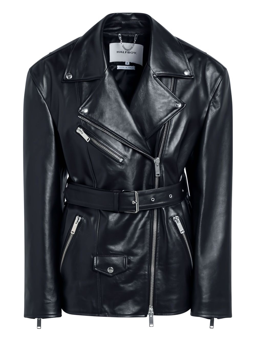 belted leather jacket - 1
