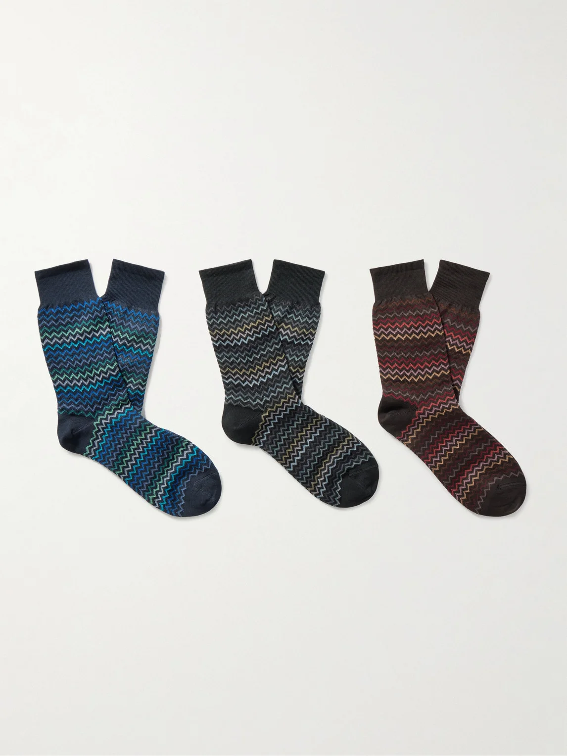 Three-Pack Crochet-Knit Cotton Socks - 1