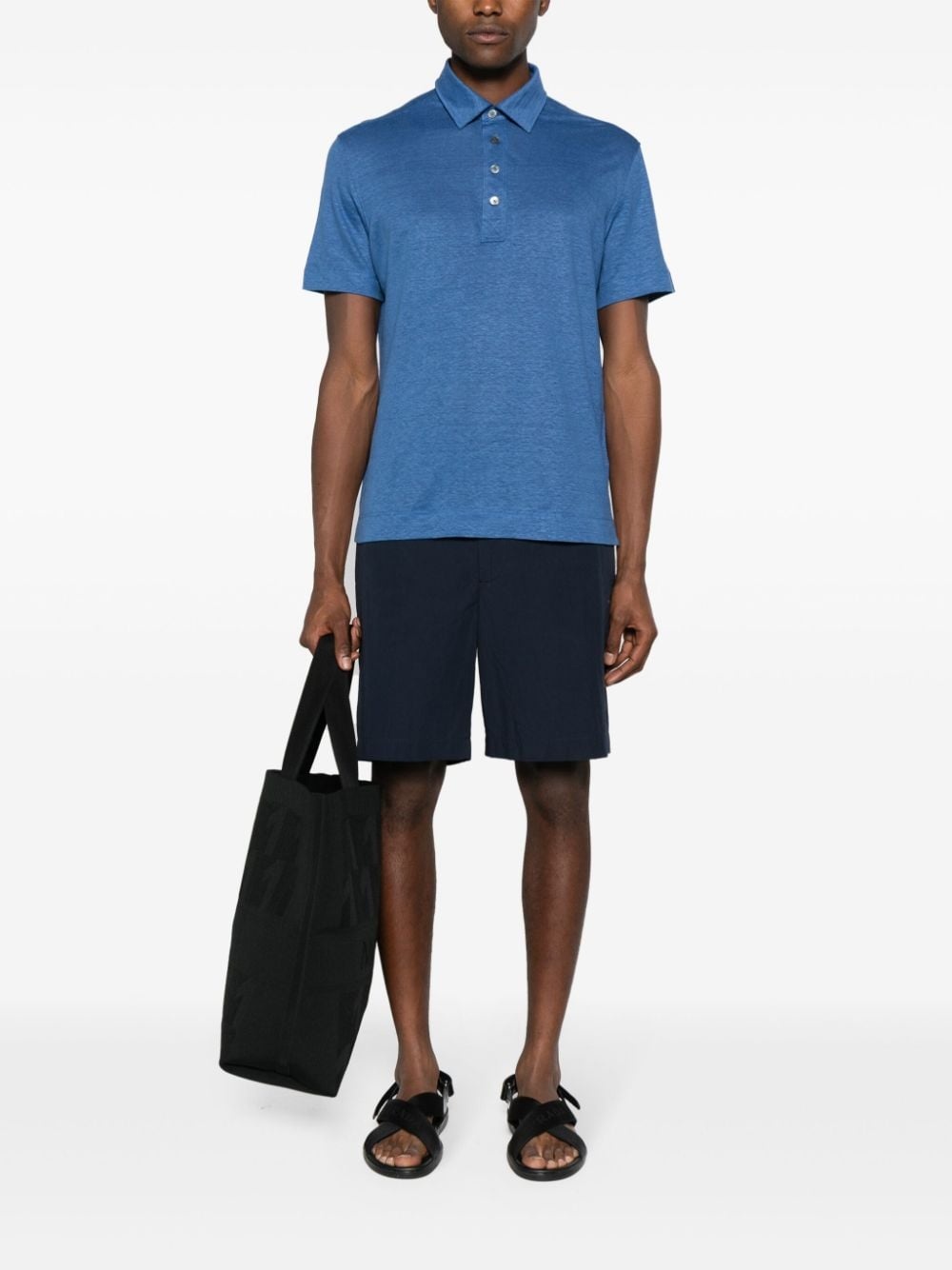 mÃ©lange linen polo shirt - 2