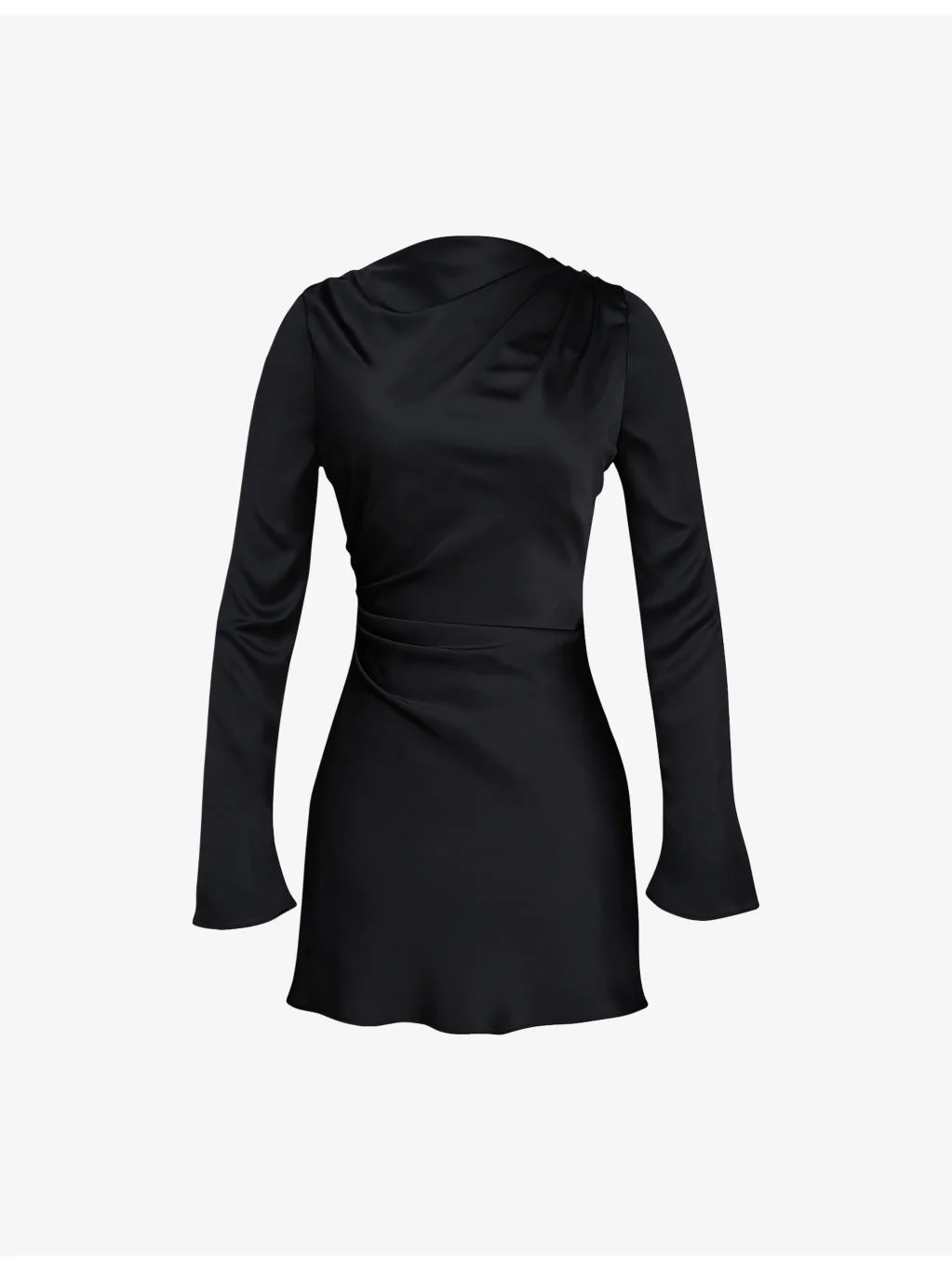 Lulu Flute Long-Sleeve Satin Mini Dress - 1