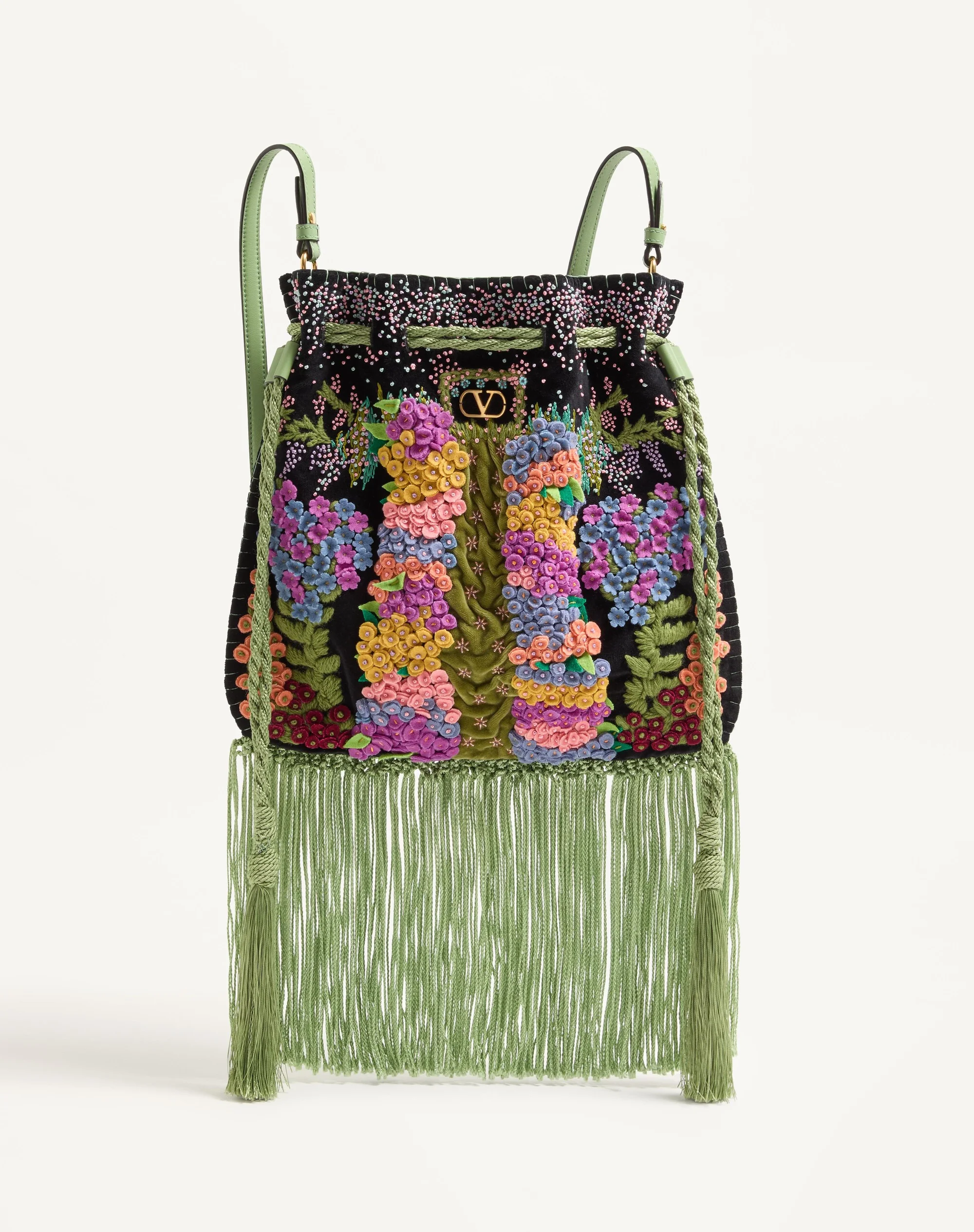 VALENTINO GARAVANI NELLCÔTE ALICE EMBROIDERED BAG WITH FRINGES - 1