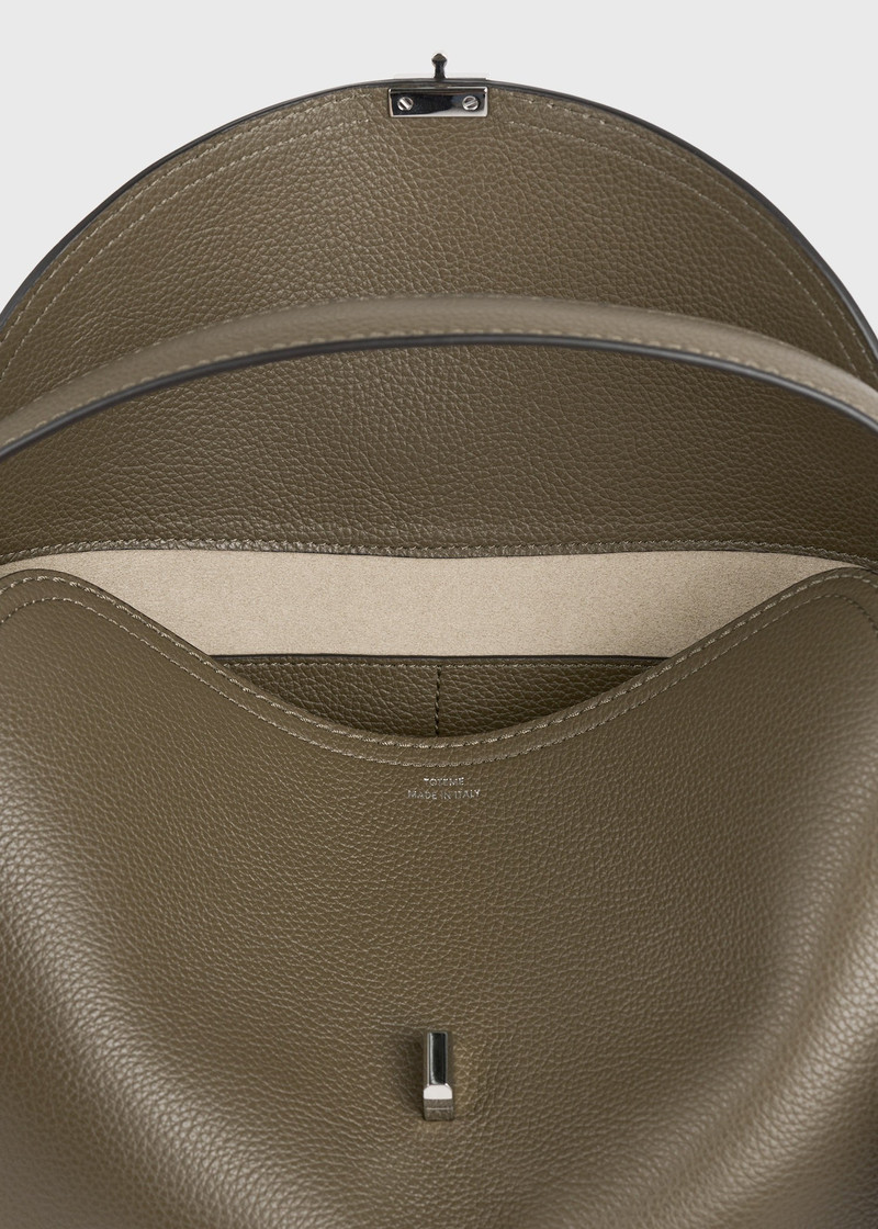 T-lock grained-leather top handle dark taupe 6