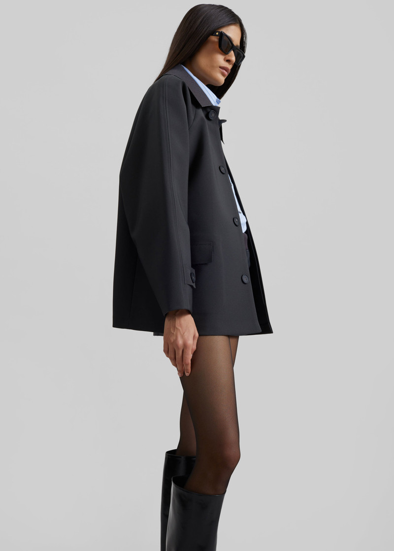 Ebbe Contrast Collar Boxy Jacket - Charcoal 6
