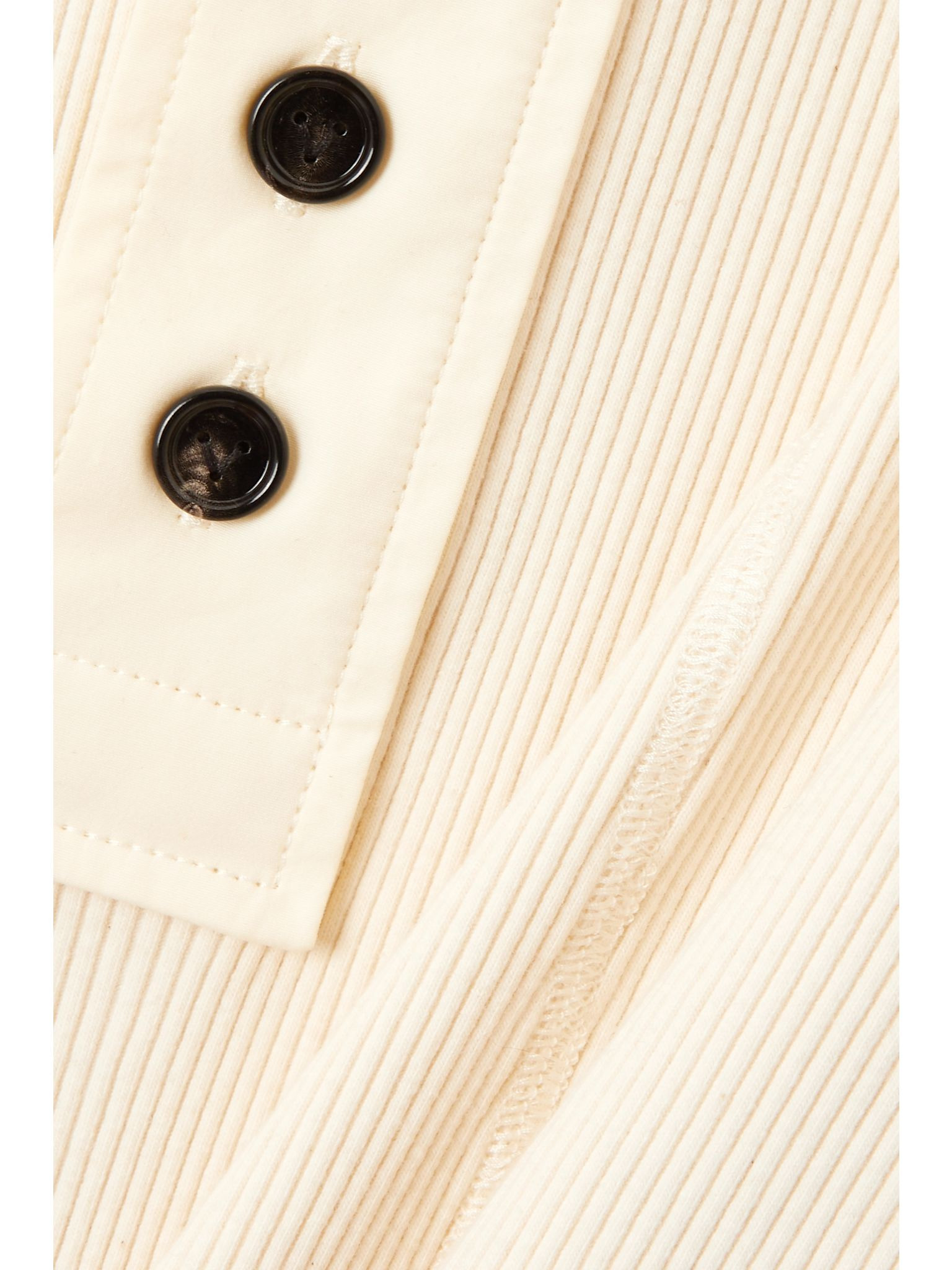 Button-embellished ribbed stretch-cotton tank top Ivory - 4