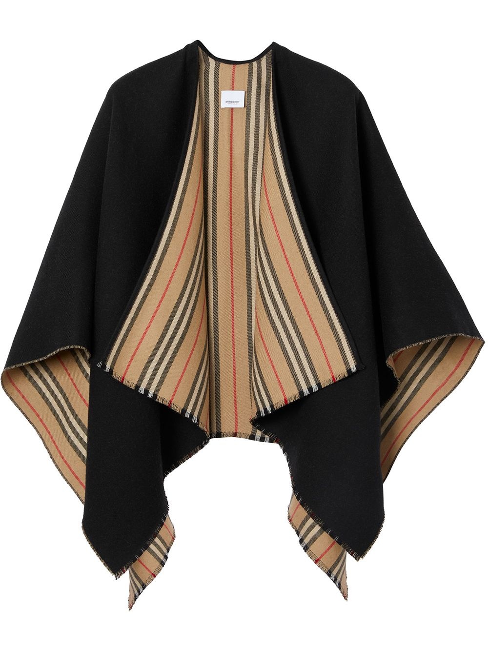 Icon stripe detail wool cape - 1