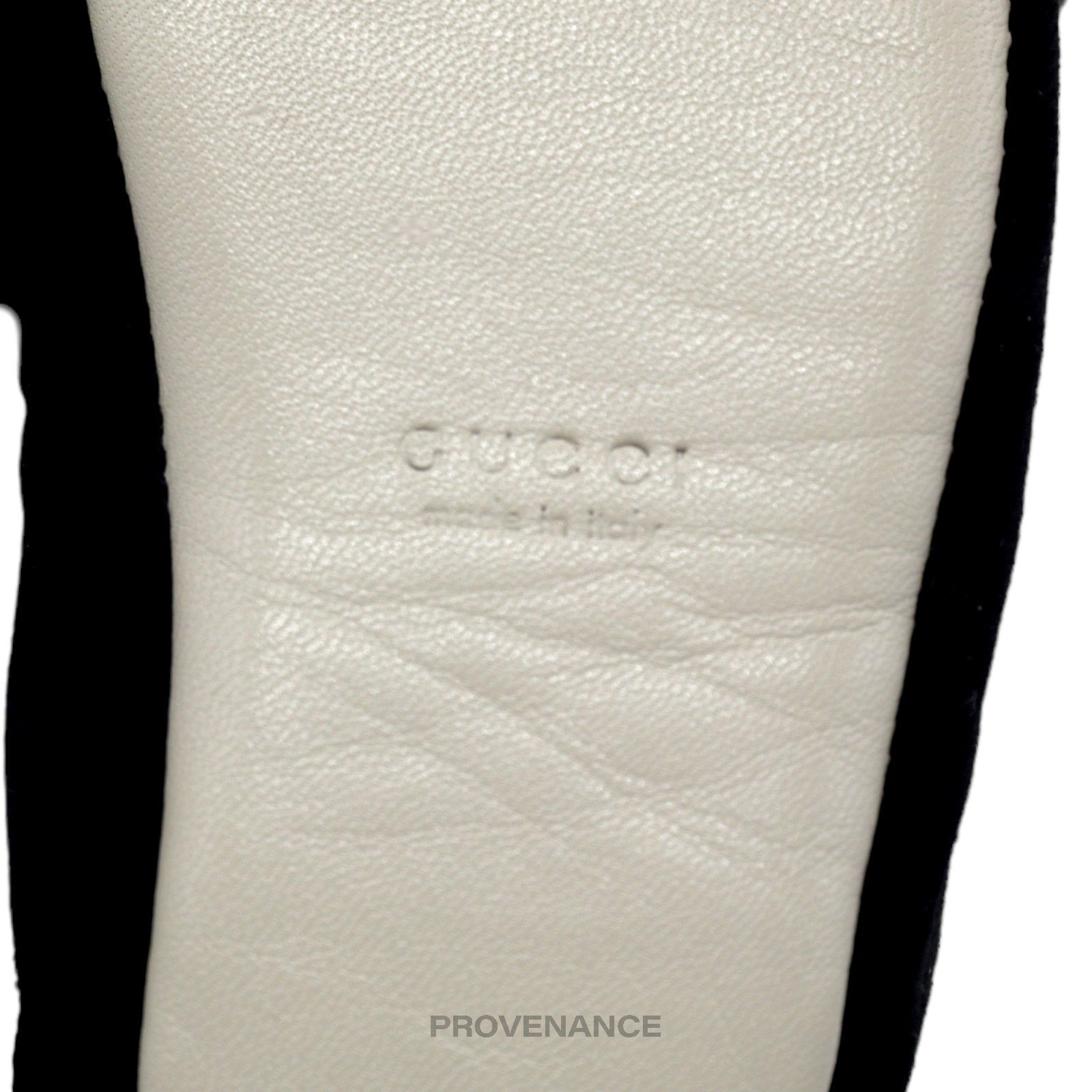 Gucci "KISS ME" Baby Loafers - Black Velvet/Suede - 7