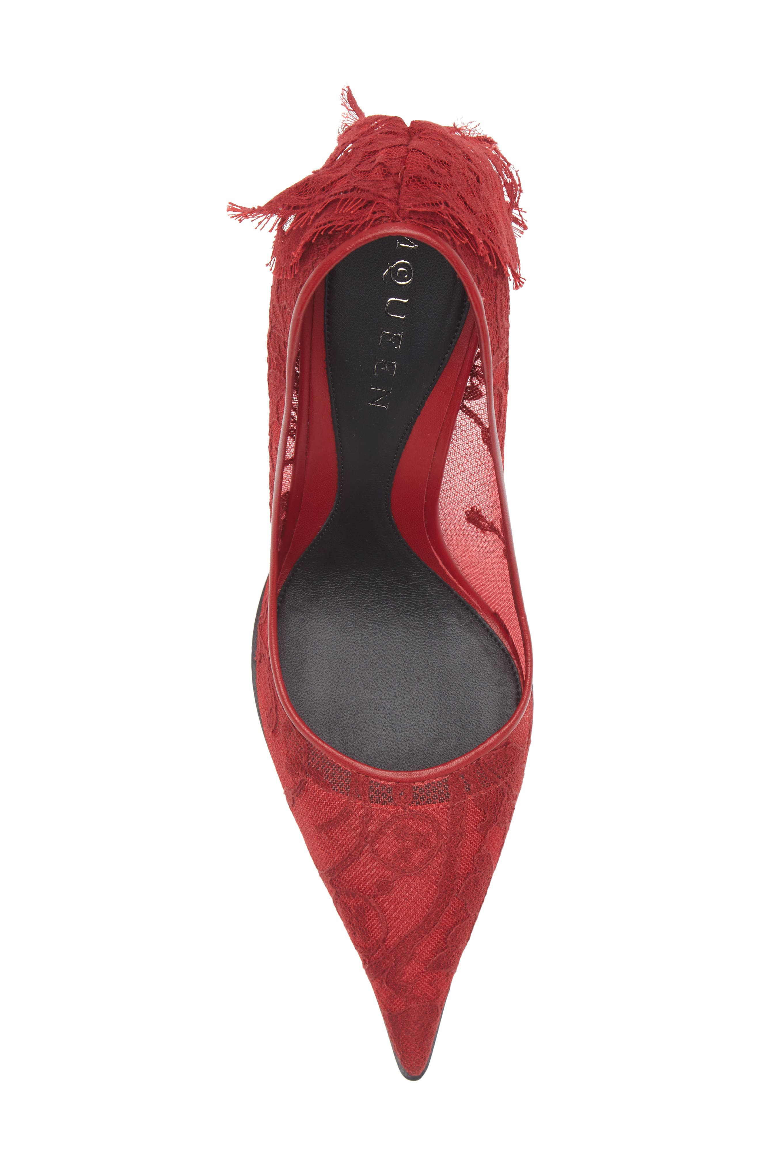 McQueen Drape Lace Pointed Toe Pump in Crimson at Nordstrom - 5