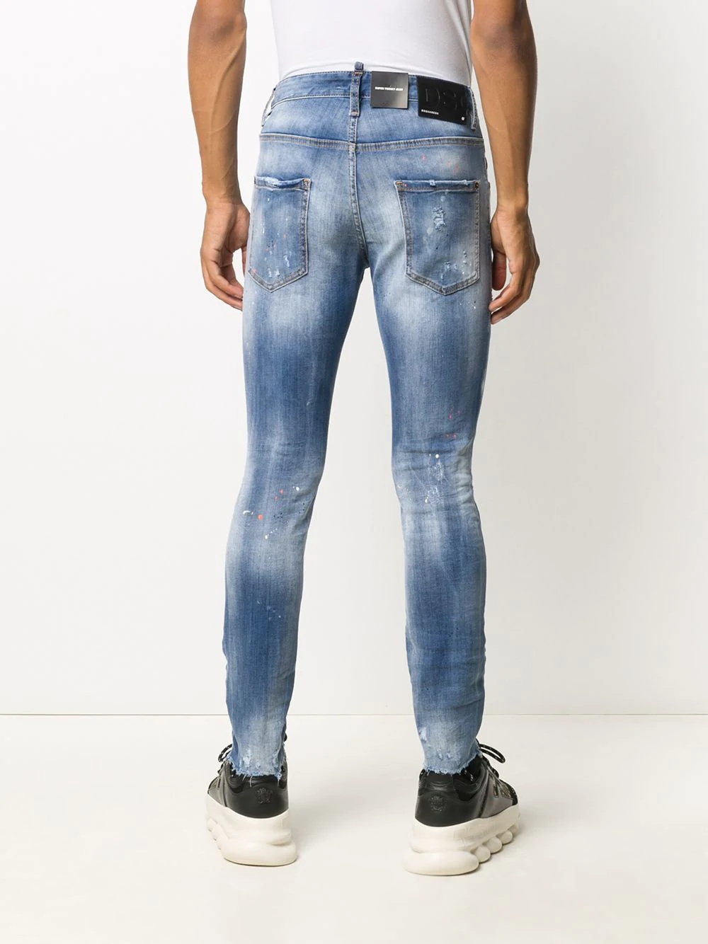 splatter-print distressed-finish skinny jeans - 4