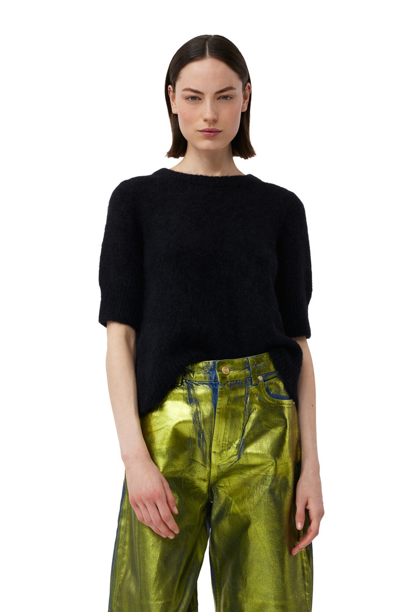 GANNI BLACK BRUSHED ALPACA OPEN BACK TOP outlook