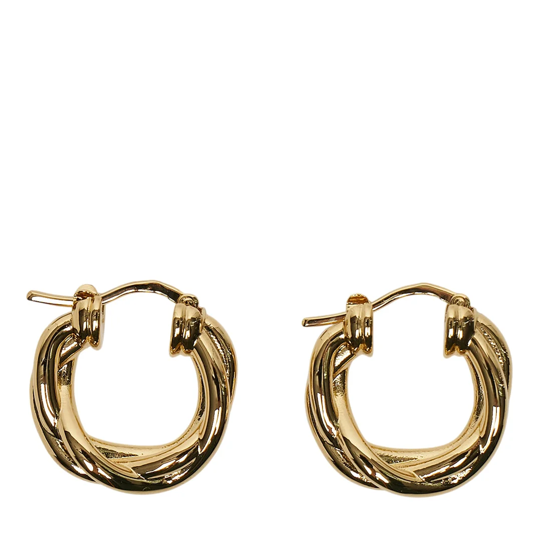 Gold Twisted Hoop Earrings - 1