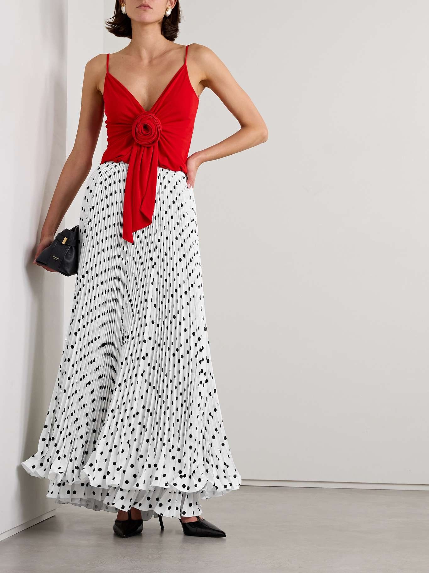 Ruffled pleated polka-dot crepe maxi skirt - 2