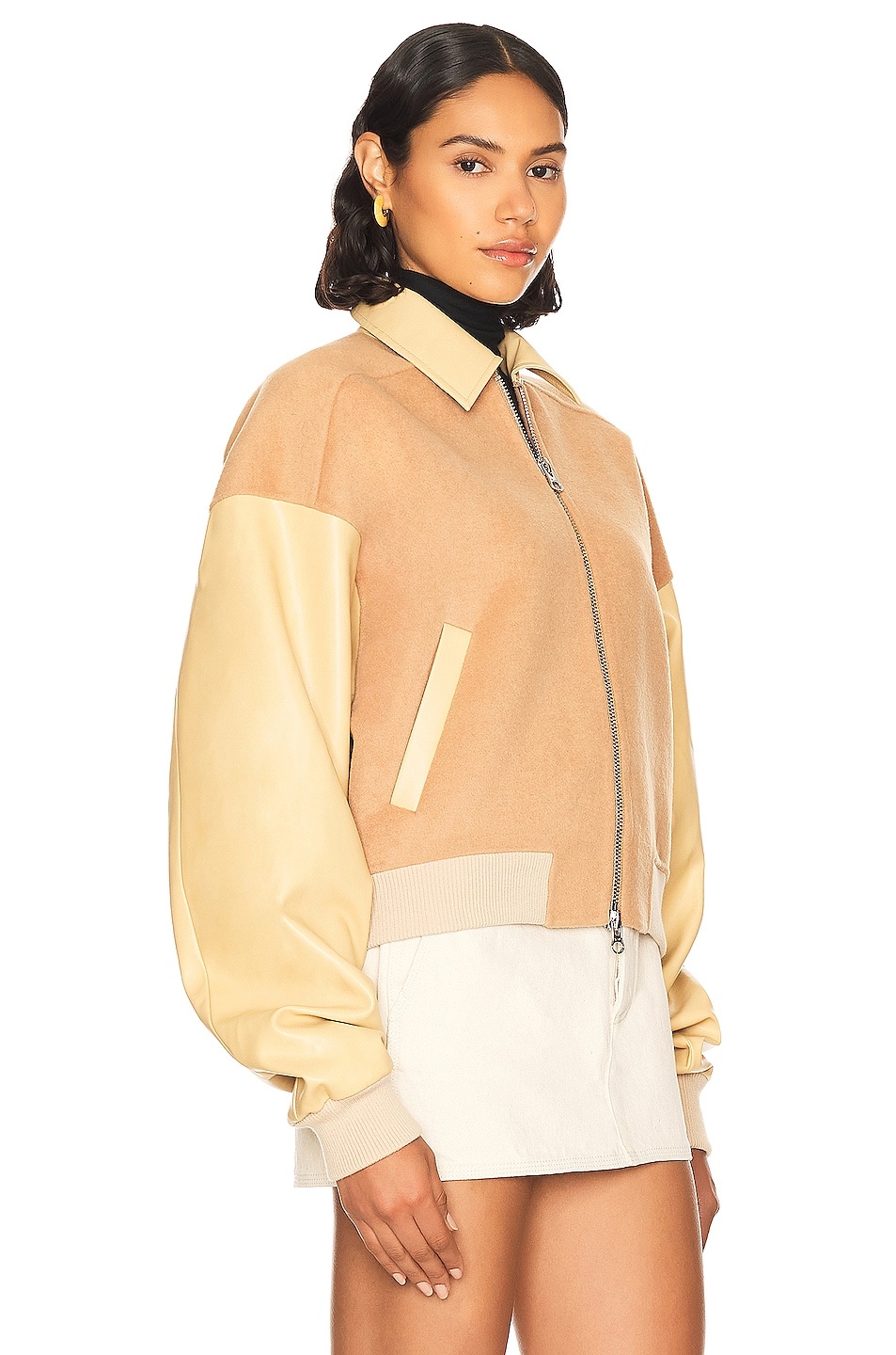 Faux Leather & Wool Blend Bomber - 2