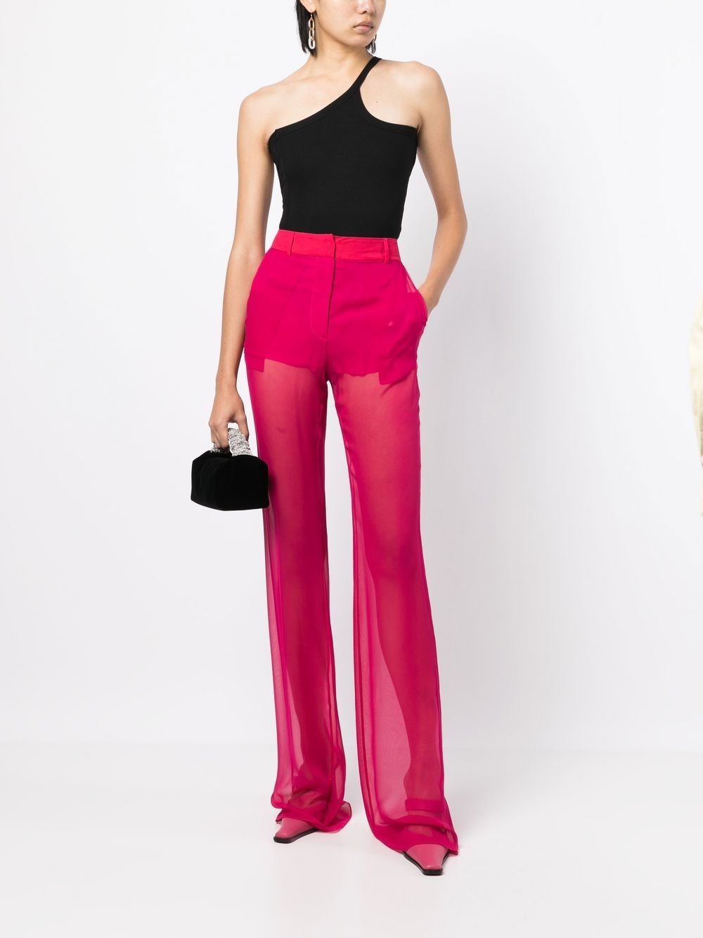 silk-georgette flared trousers - 2