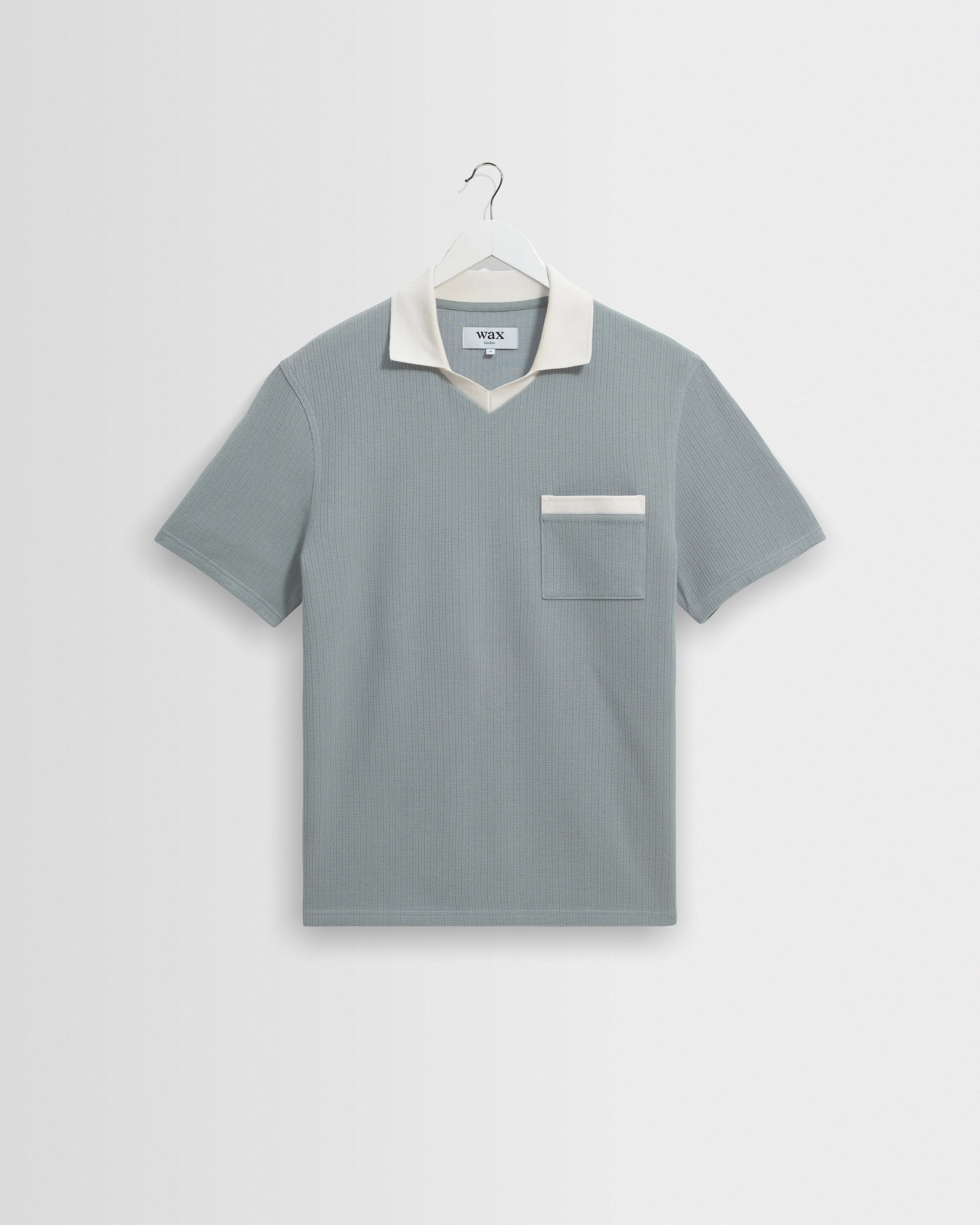 Pendal - Blue And Ecru Ribbed Organic Cotton Polo Shirt - 1