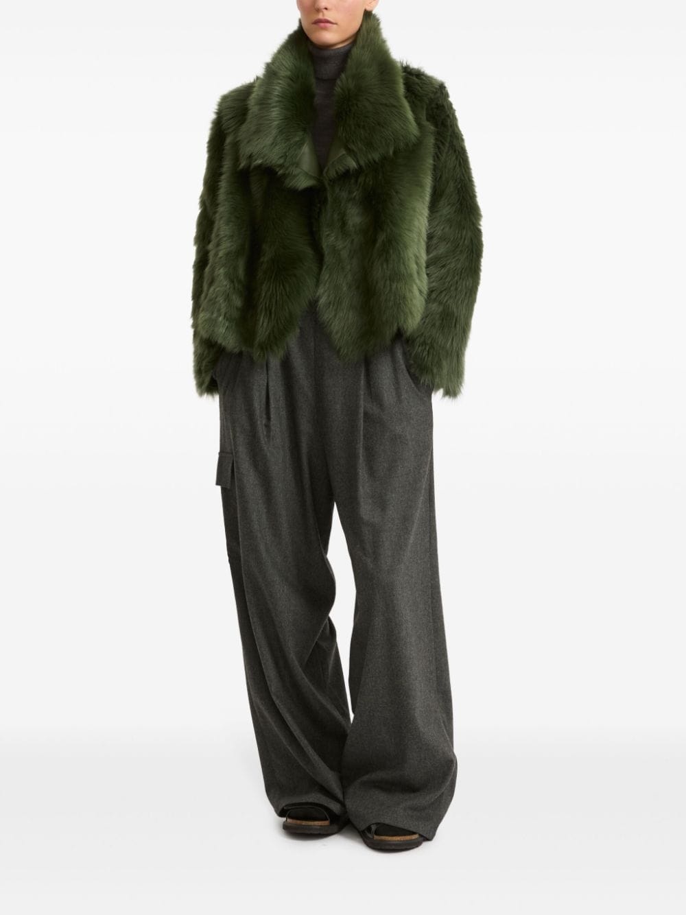 shearling short jacket - 2