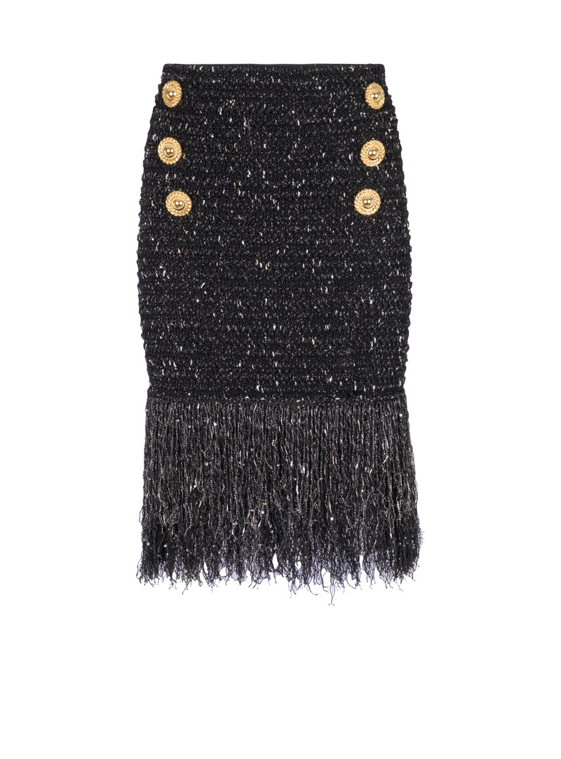 Fringed lurex tweed skirt 1