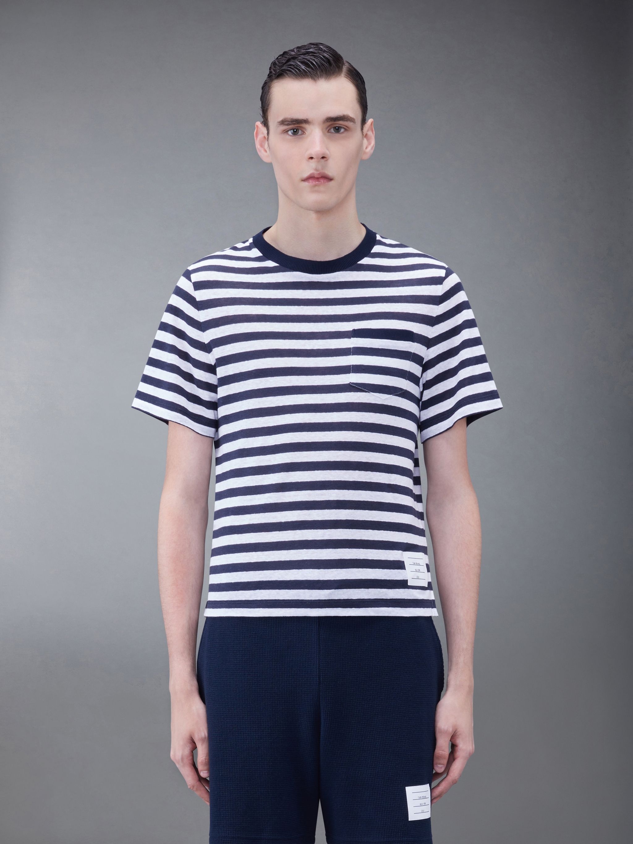 horizontal-stripe short-sleeve T-shirt - 1