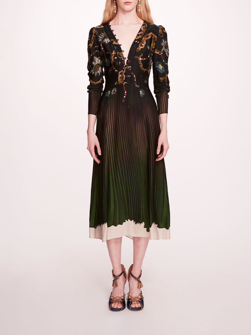 VISCOSE GEORGETTE V-NECK MIDI DRESS 1