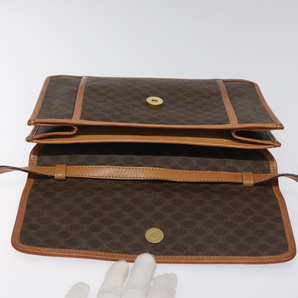 CELINE Macadam Canvas Shoulder Bag Pvc Leather Brown - 9