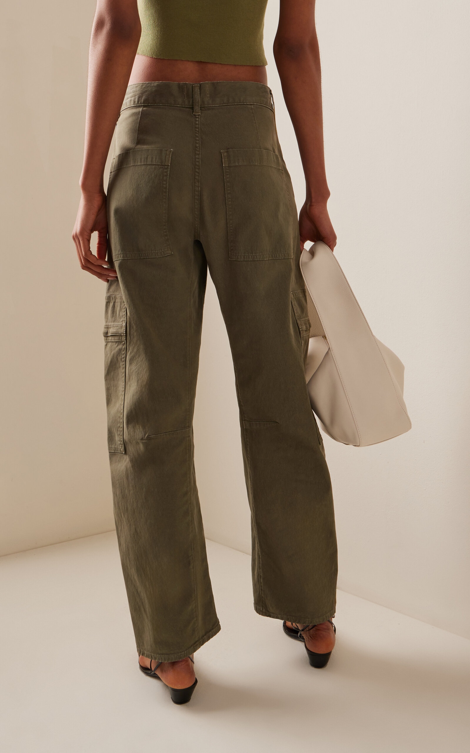 Marcelle Low-Slung Cotton Cargo Pants green - 4