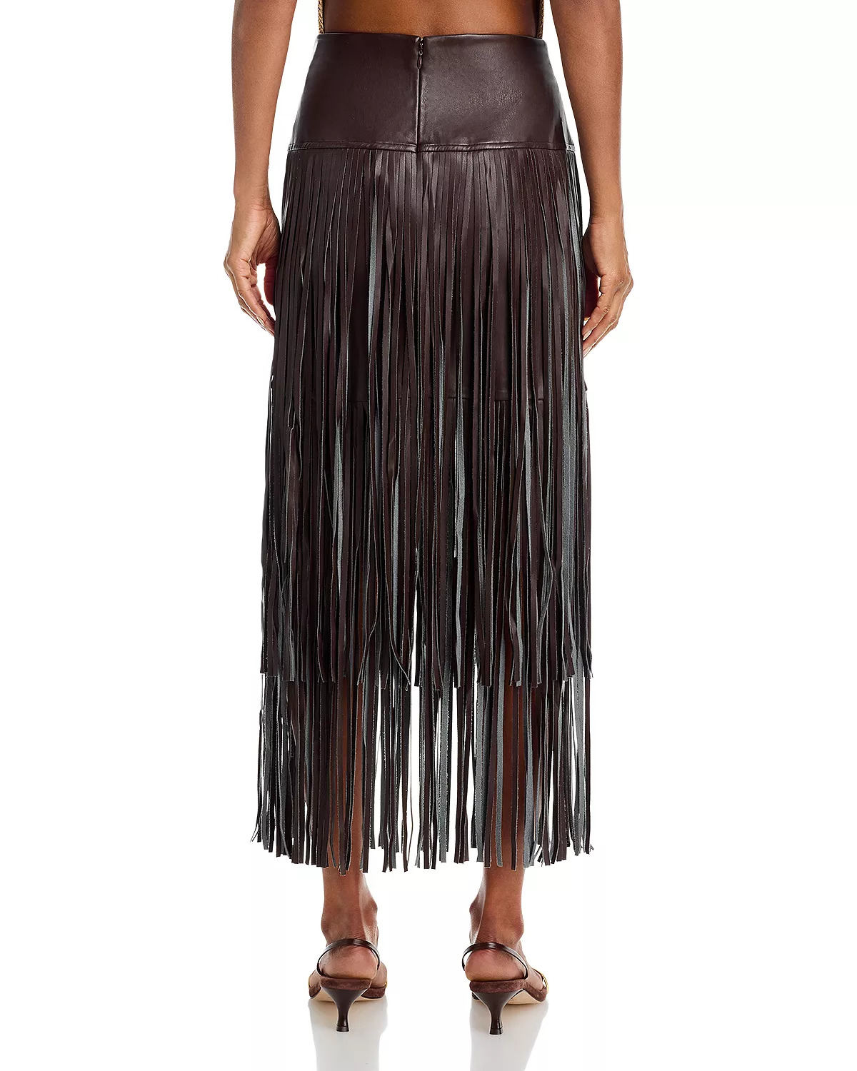 Karolina Faux Leather Fringe Skirt - 3