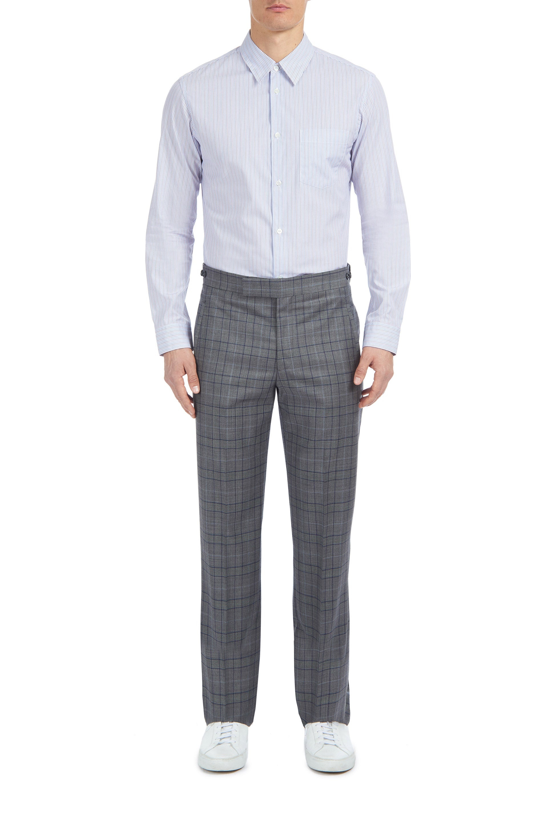 Sebastian Pant in Blue/Grey Check Virgin Wool - 1