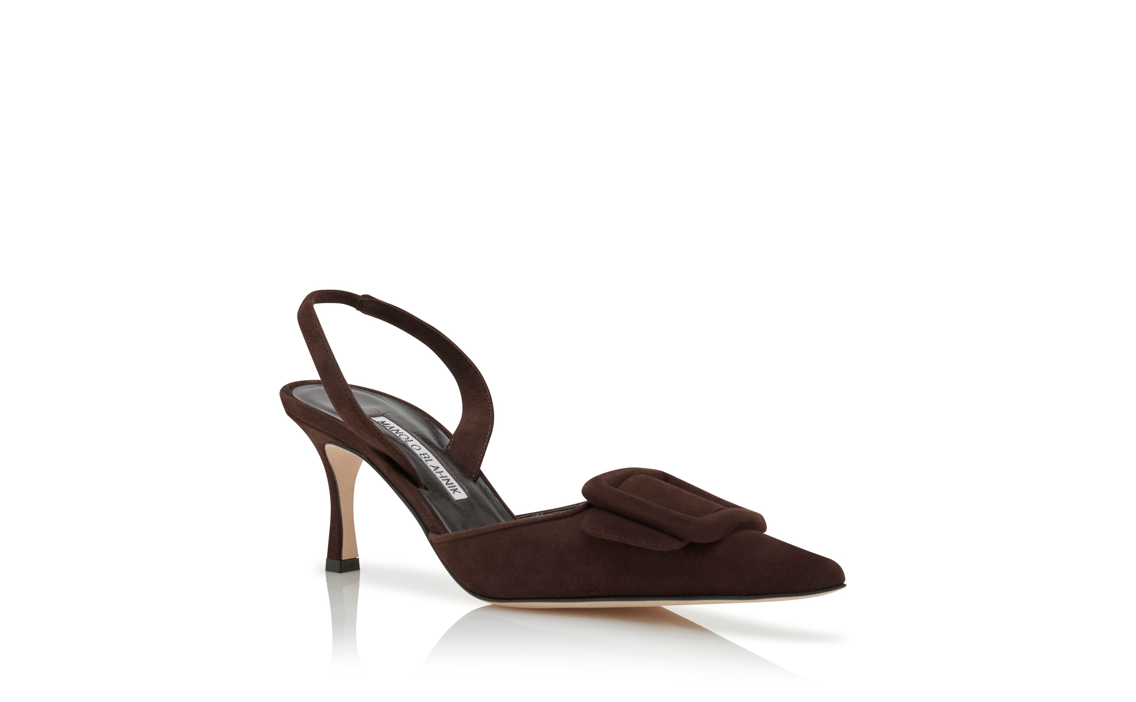 Manolo Blahnik Brown Suede Slingback Mules REVERSIBLE