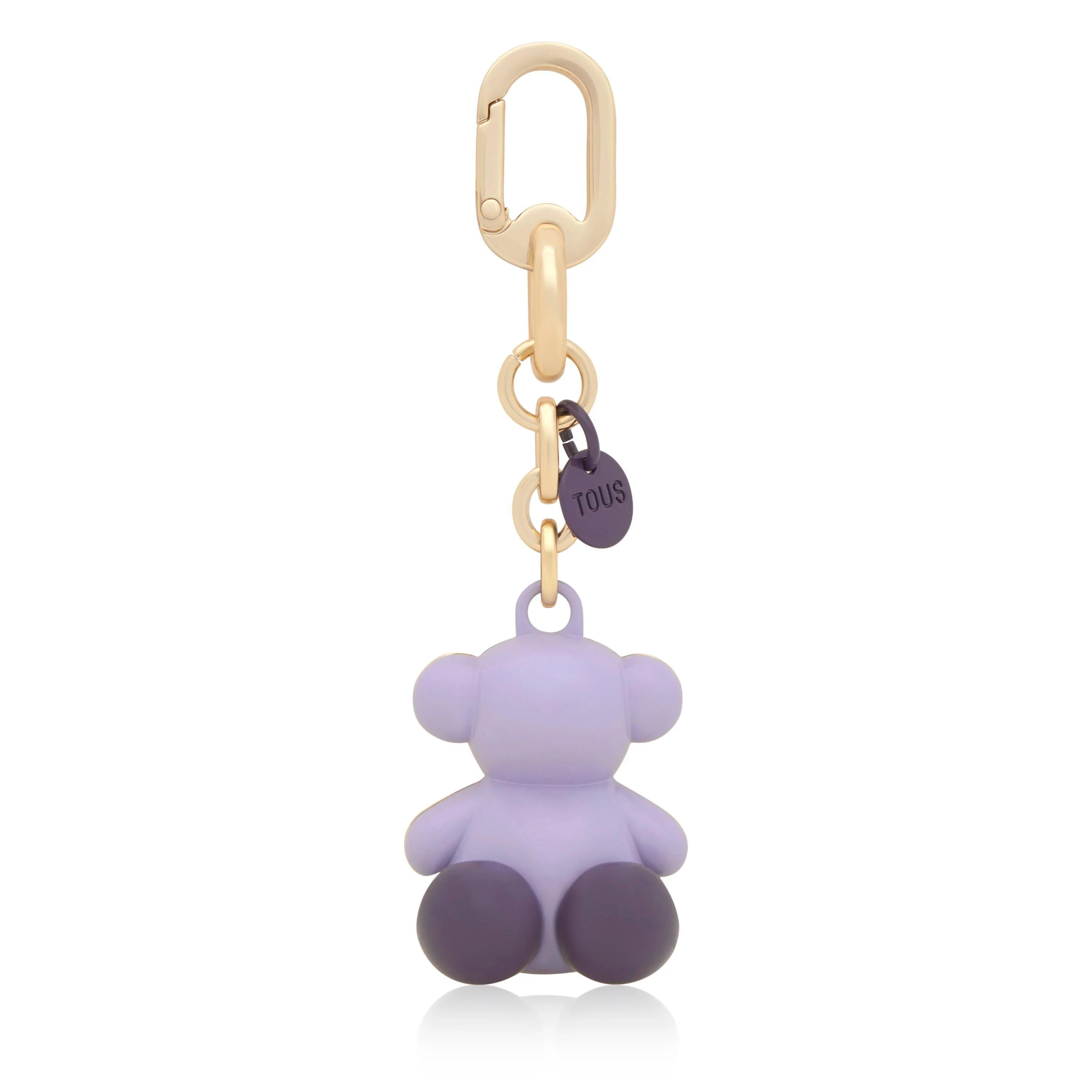 Mauve and gold-colored metal Key ring Bold Bear - 1