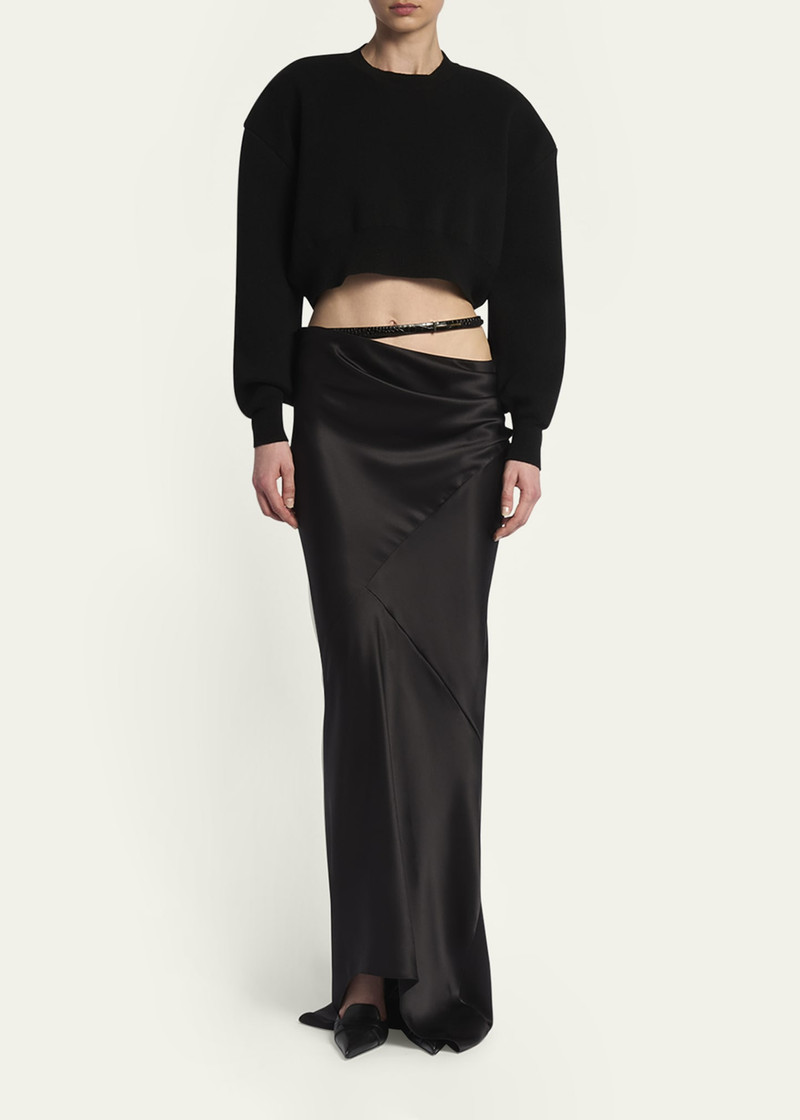 TOM FORD Wool-Cashmere Blouson-Sleeve Crop Sweater outlook
