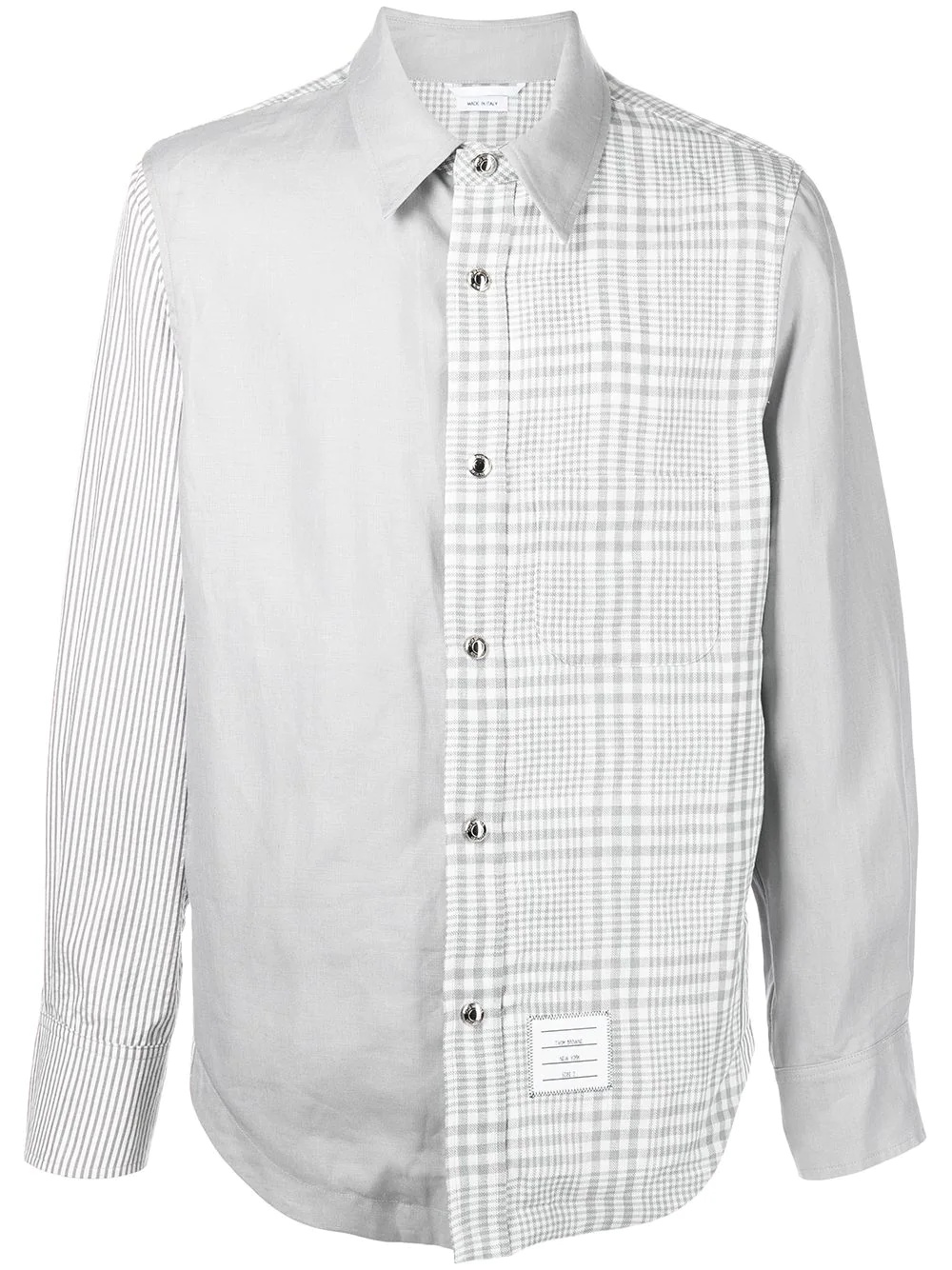 panelled linen shirt - 1