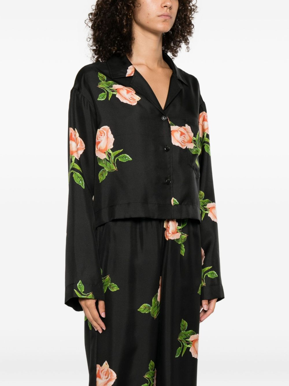 Vally rose-print long-sleeve shirt - 3