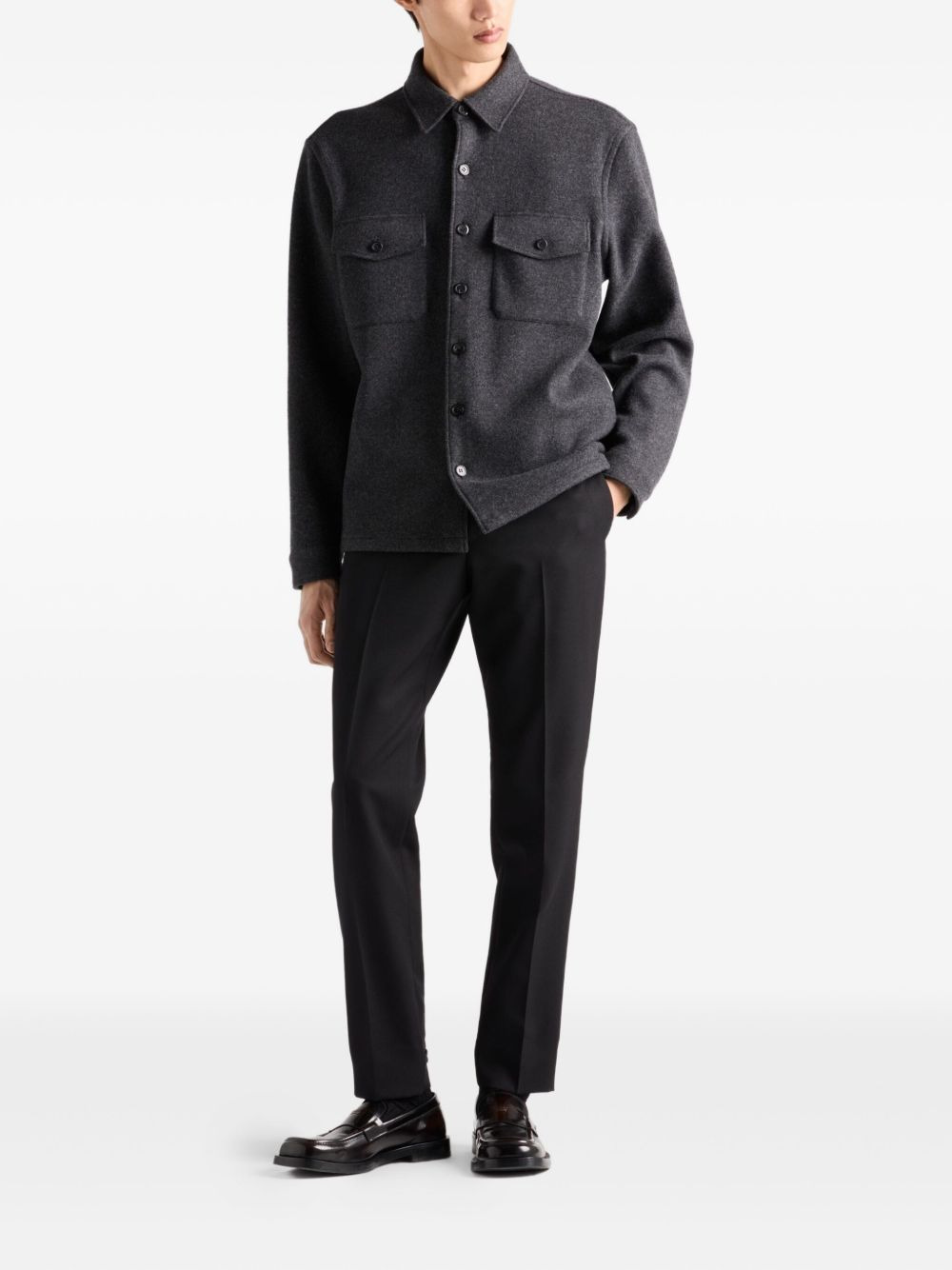 triangle-logo wool trousers - 2