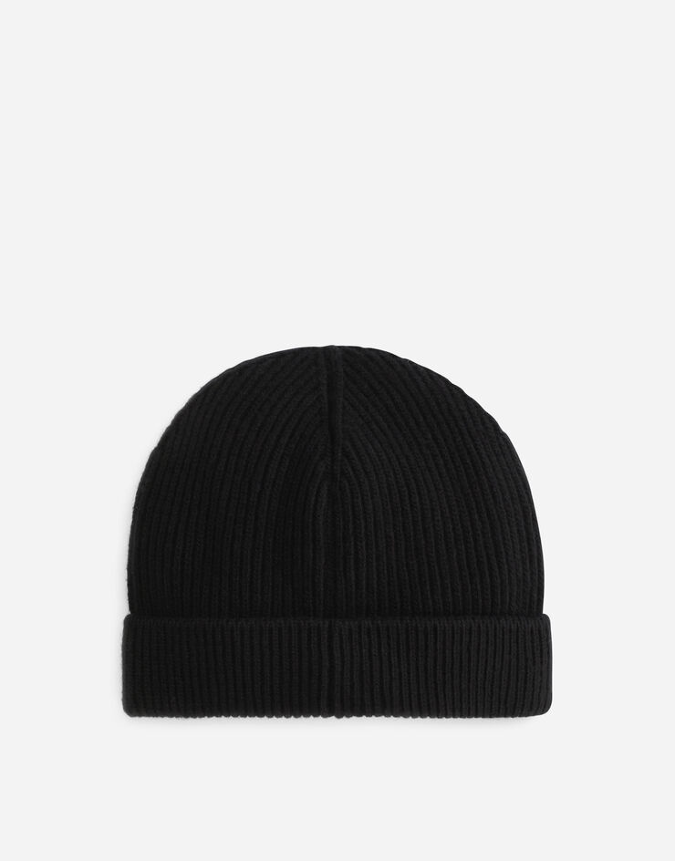 Knit wool hat with leather logo - 3