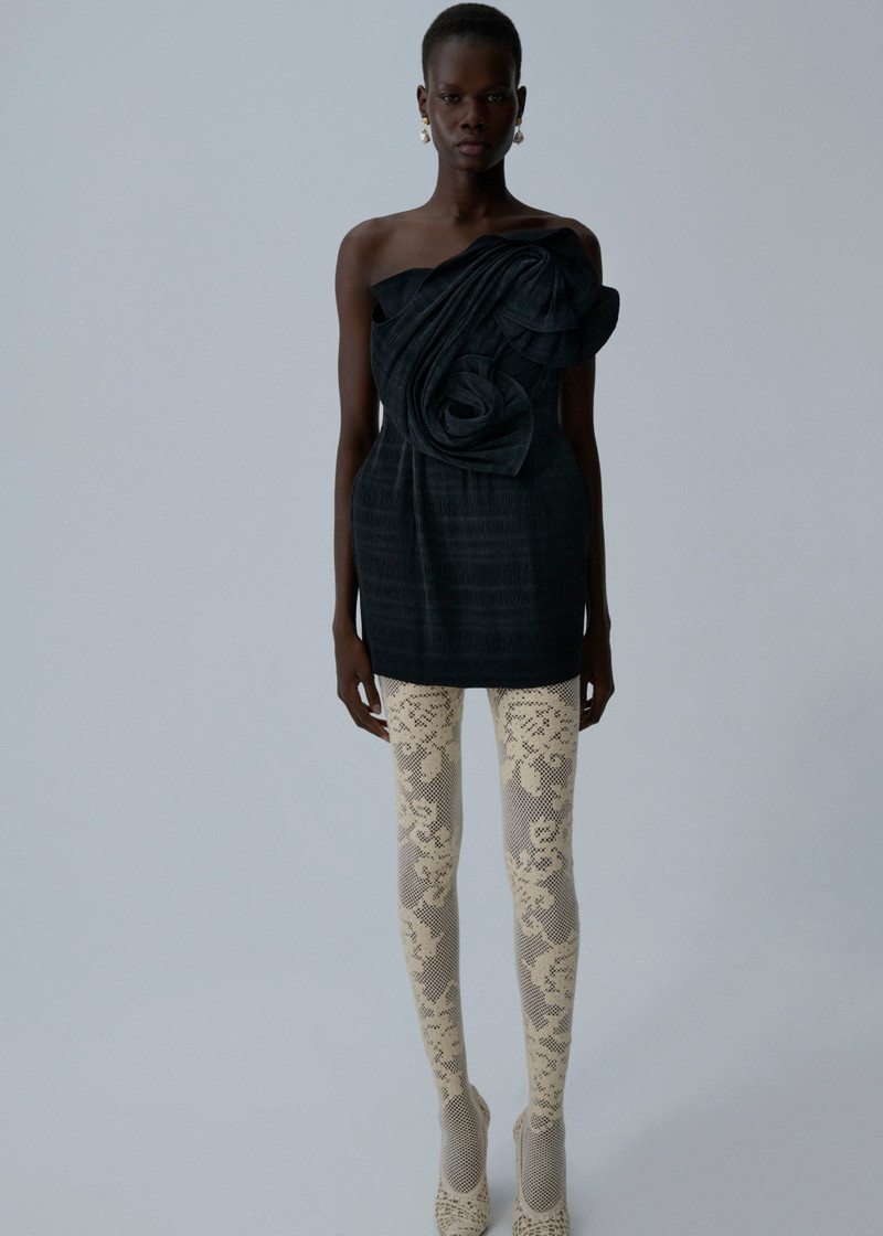 MAGDA BUTRYM Sculpted rosette mini dress in black outlook