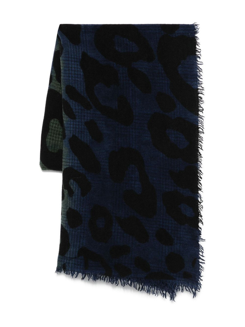 Chal Ax leopard-print frayed-edge scarf 1