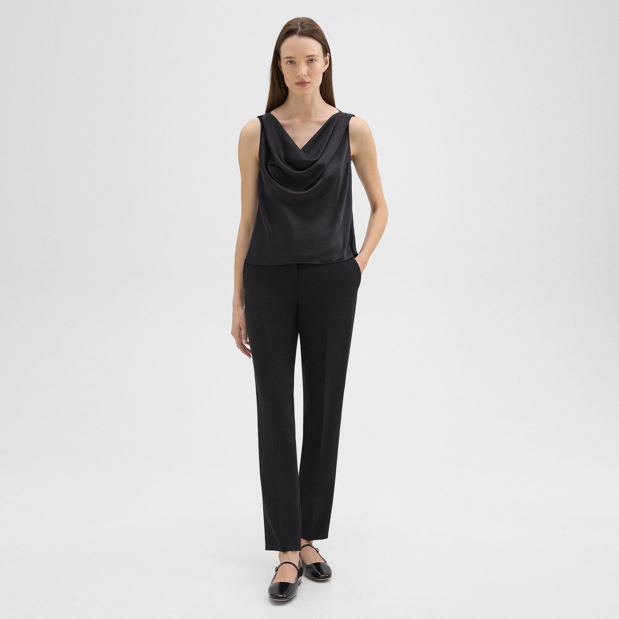 Cowl Neck Top in Crushed Satin - 5