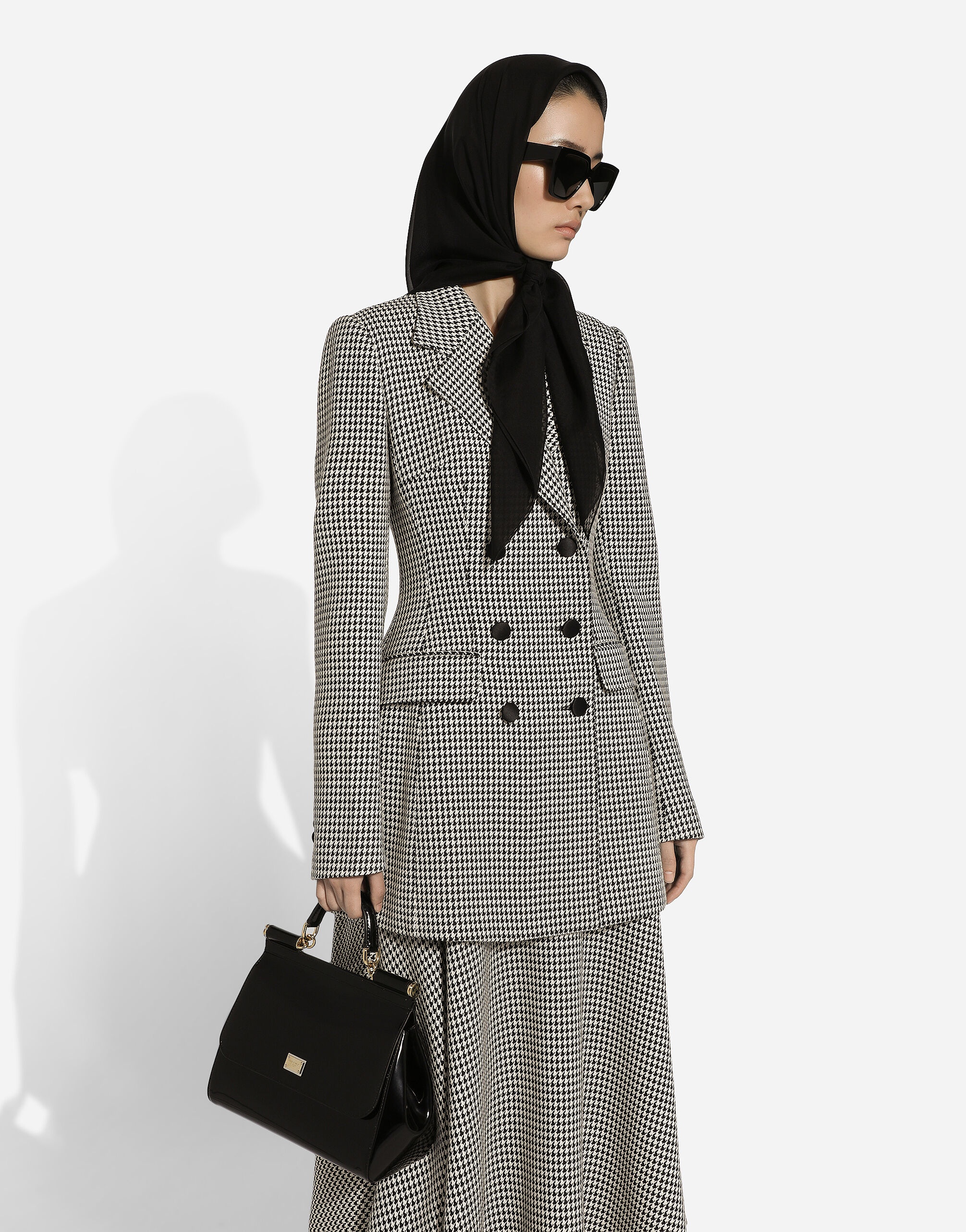 Double-breasted houndstooth jacket - 4