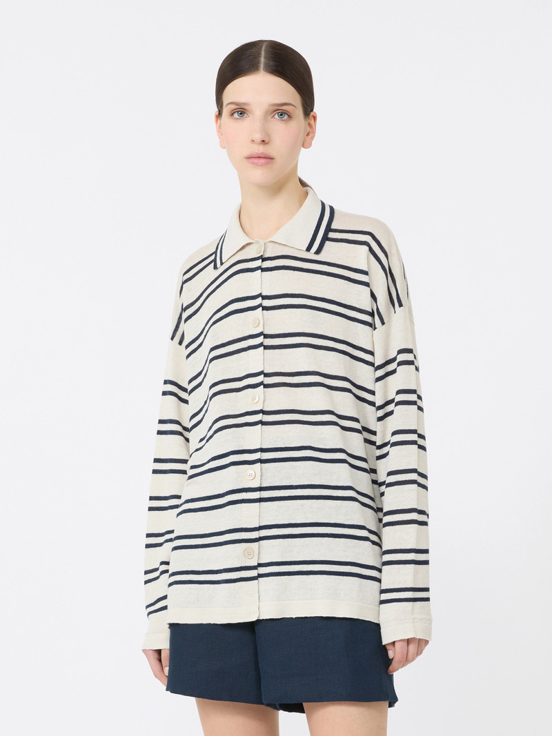 ORIGINE Linen yarn cardigan - WHITE 3
