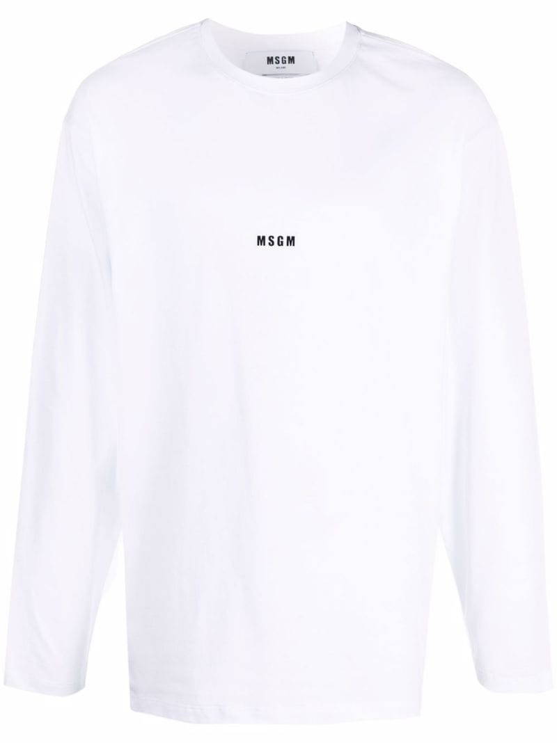 logo-print longsleeved T-shirt - 1