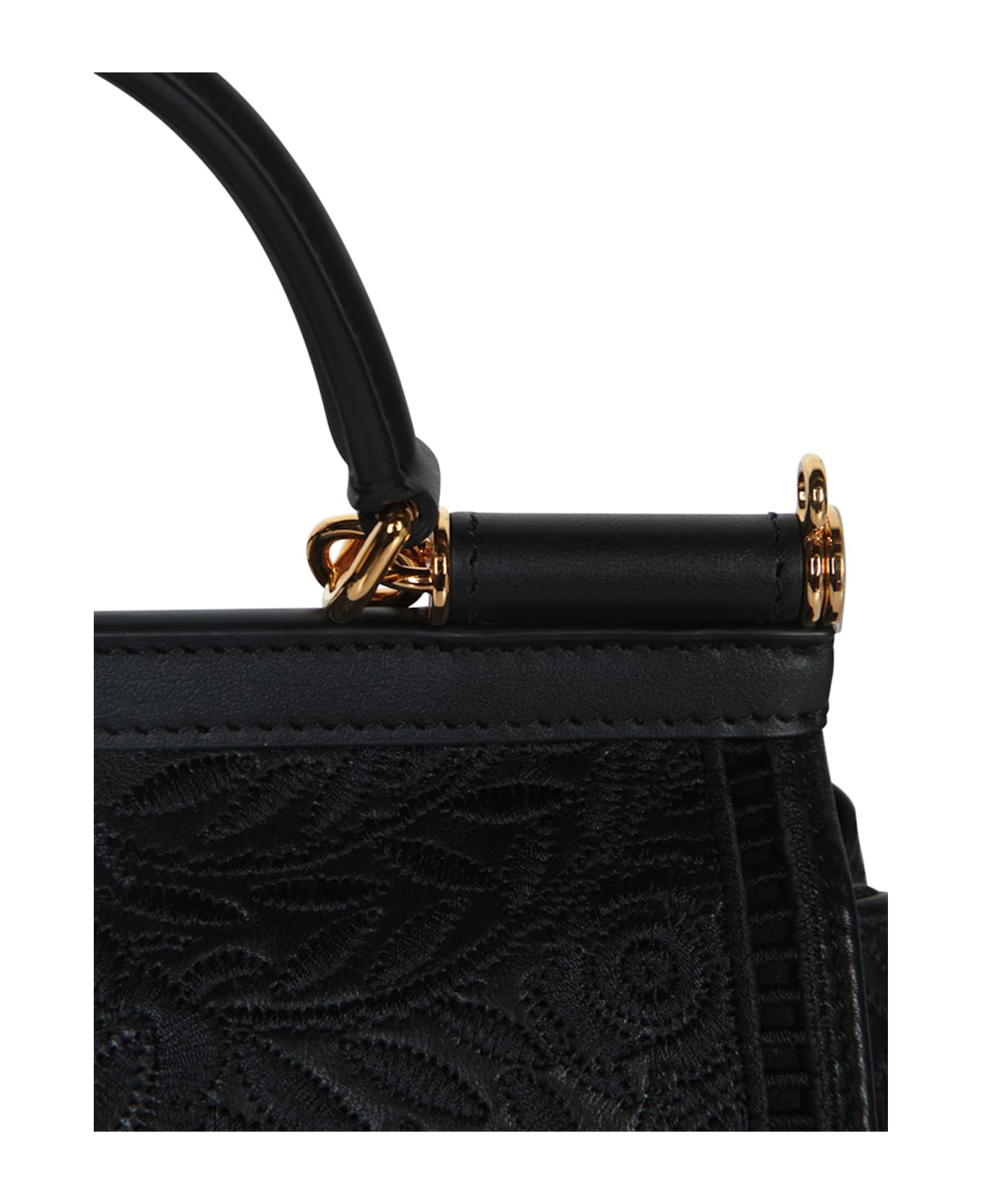 Black Leather Medium Sicily Handbag - 4
