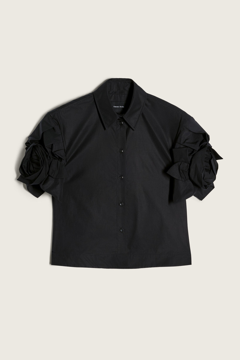 Cropped Rose Puff Sleeve Shirt 1