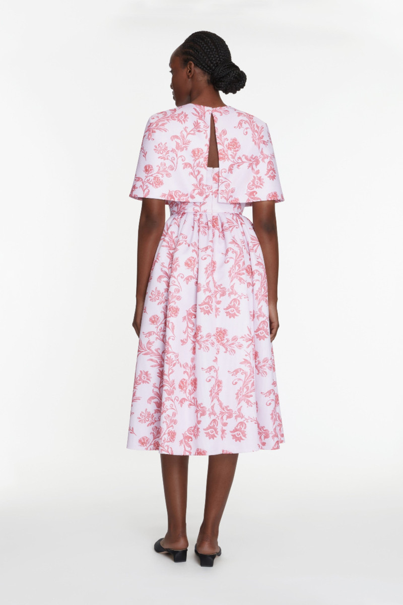 Virginie Cape In Pink Floral Damask Taffeta Faille 3