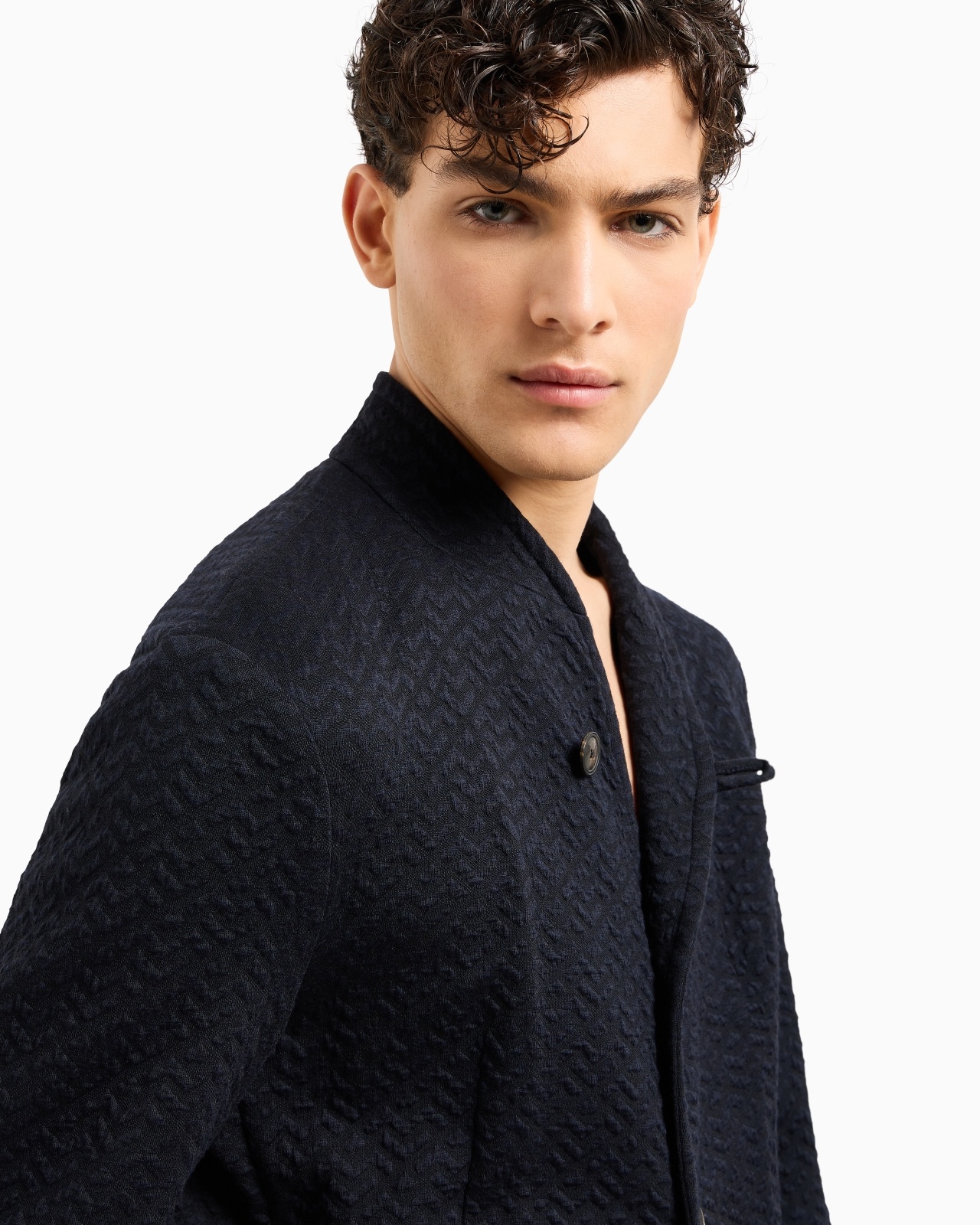 GURU COLLAR JACKET IN CHEVRON MOTIF JERSEY KNIT - 5