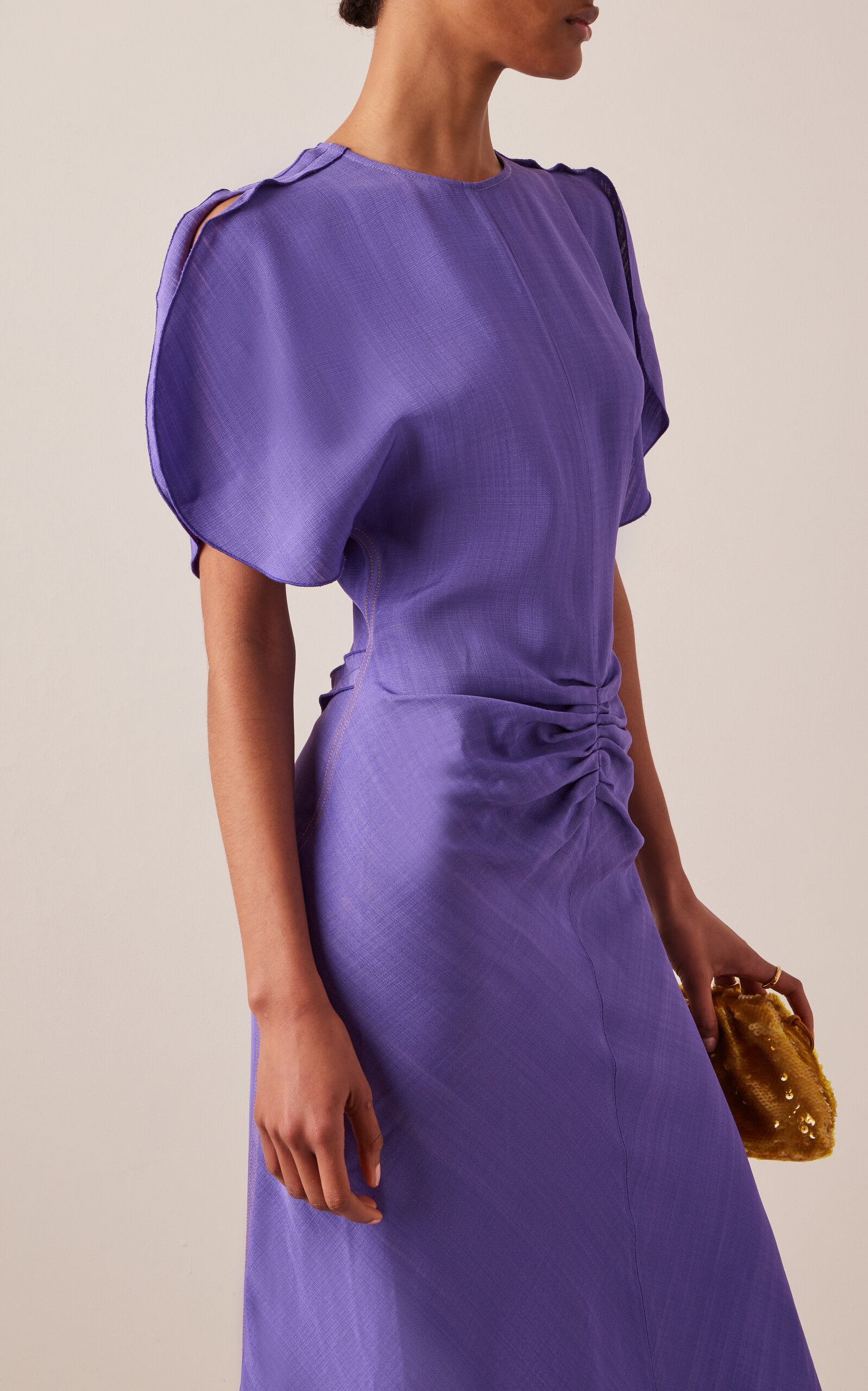 Gathered Midi Dress purple - 3