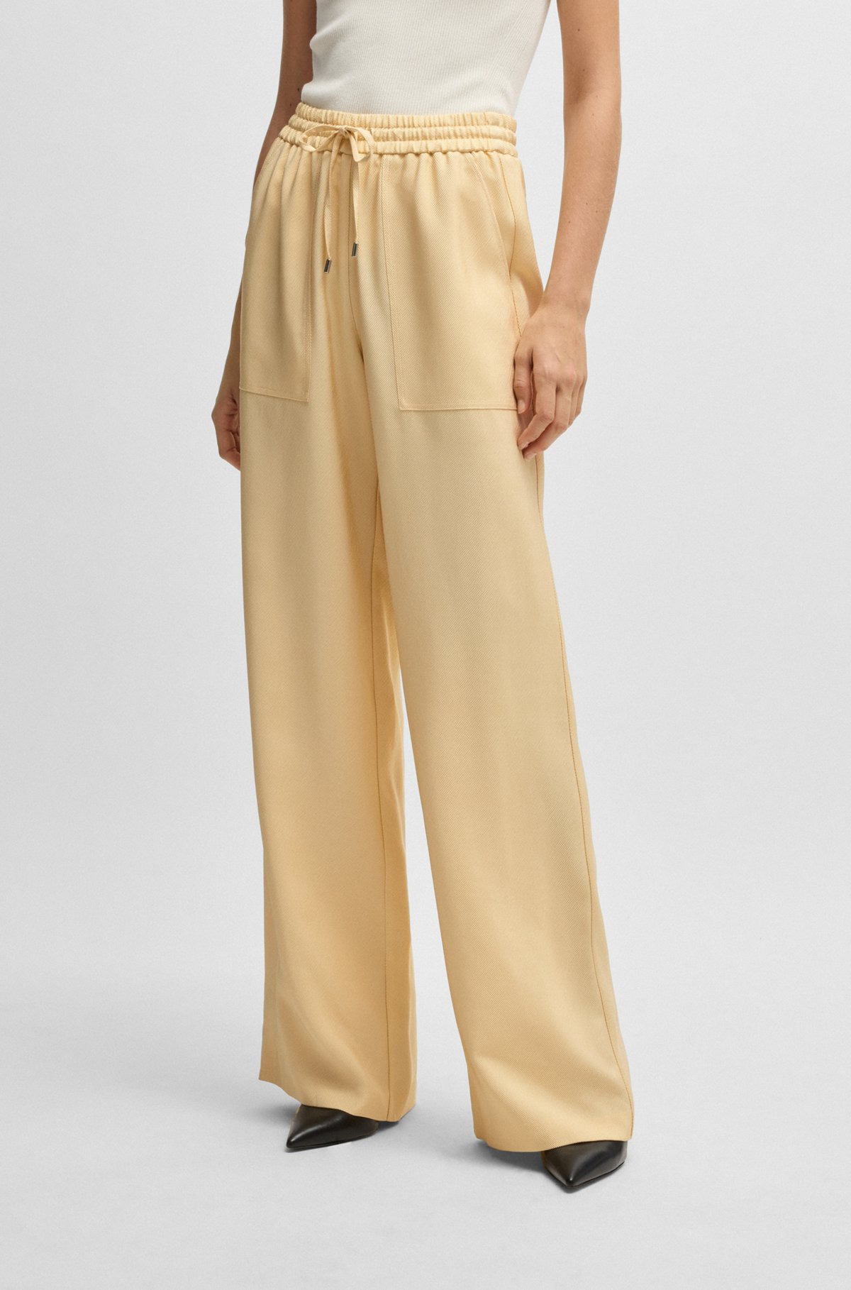 WIDE-LEG DRAWCORD TROUSERS IN SOFT TWILL - 2